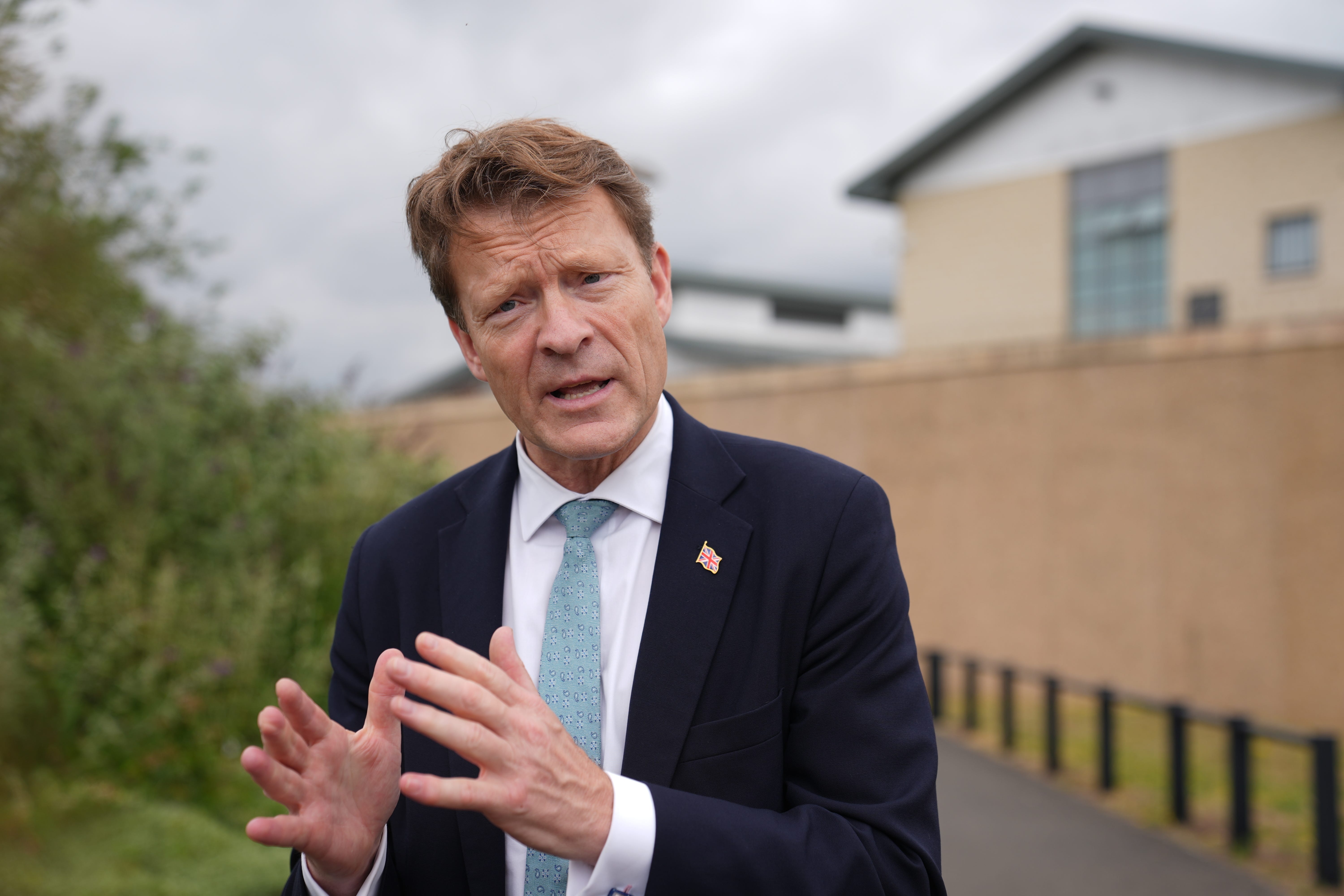 Reform UK deputy leader Richard Tice speaking to the media outside HMP Peterborough (Joe Giddens/PA)