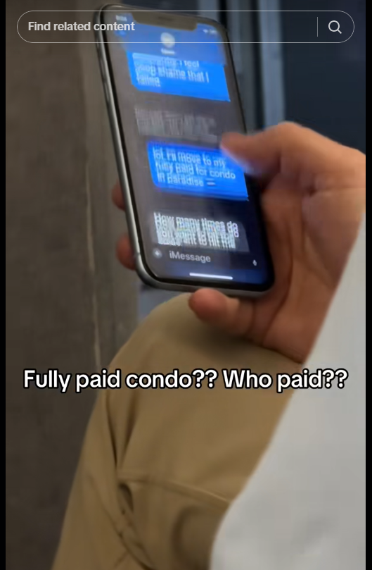A screenshot of the TikTok video of Matt Gaetz scrolling through his text exchange with his mother.