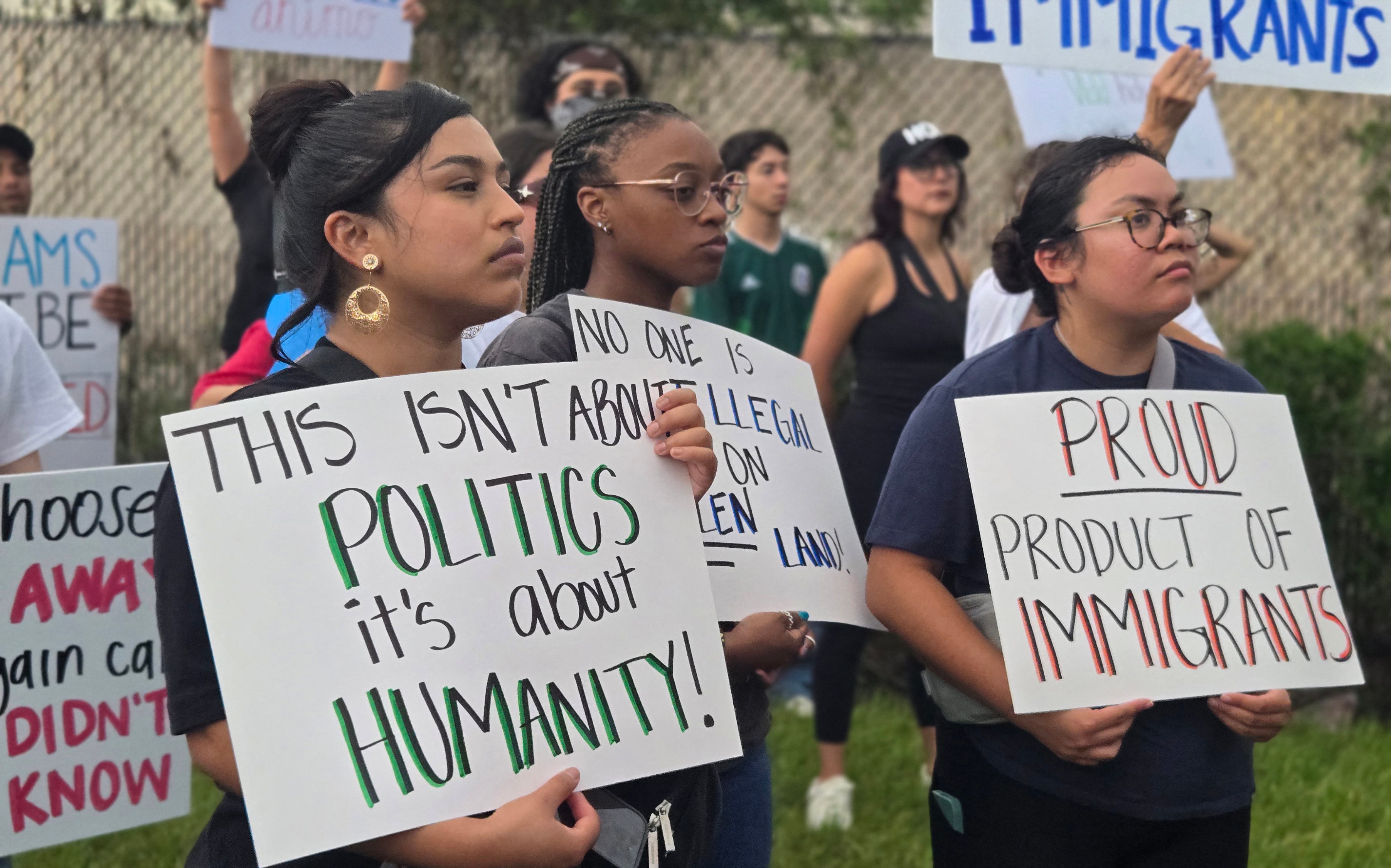 The mother of three’s immigration status was not immediately clear, but she reportedly followed her then-husband to the U.S. in 2018 after gang members threatened to kill the family if they did not leave. People in Houston protested against ICE earlier in June.