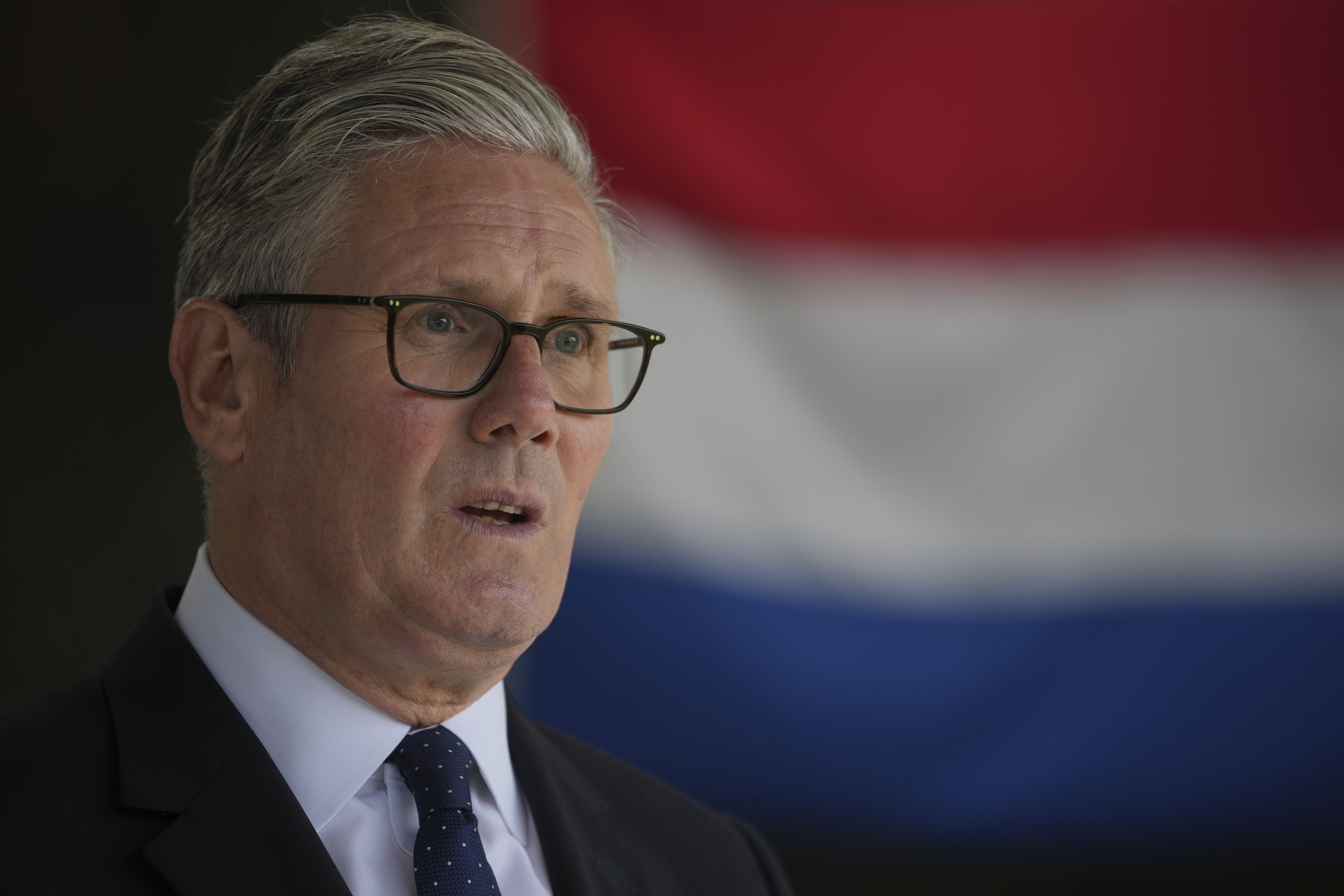 Prime Minister Sir Keir Starmer, speaks to the media at the end of a visit to the Netherlands marines training base, as part of the UK-Netherland Joint Amphibious Force in Rotterdam, during a visit to attend the Nato Summit at the Hague, Netherlands. Picture date: Tuesday June 24, 2025.