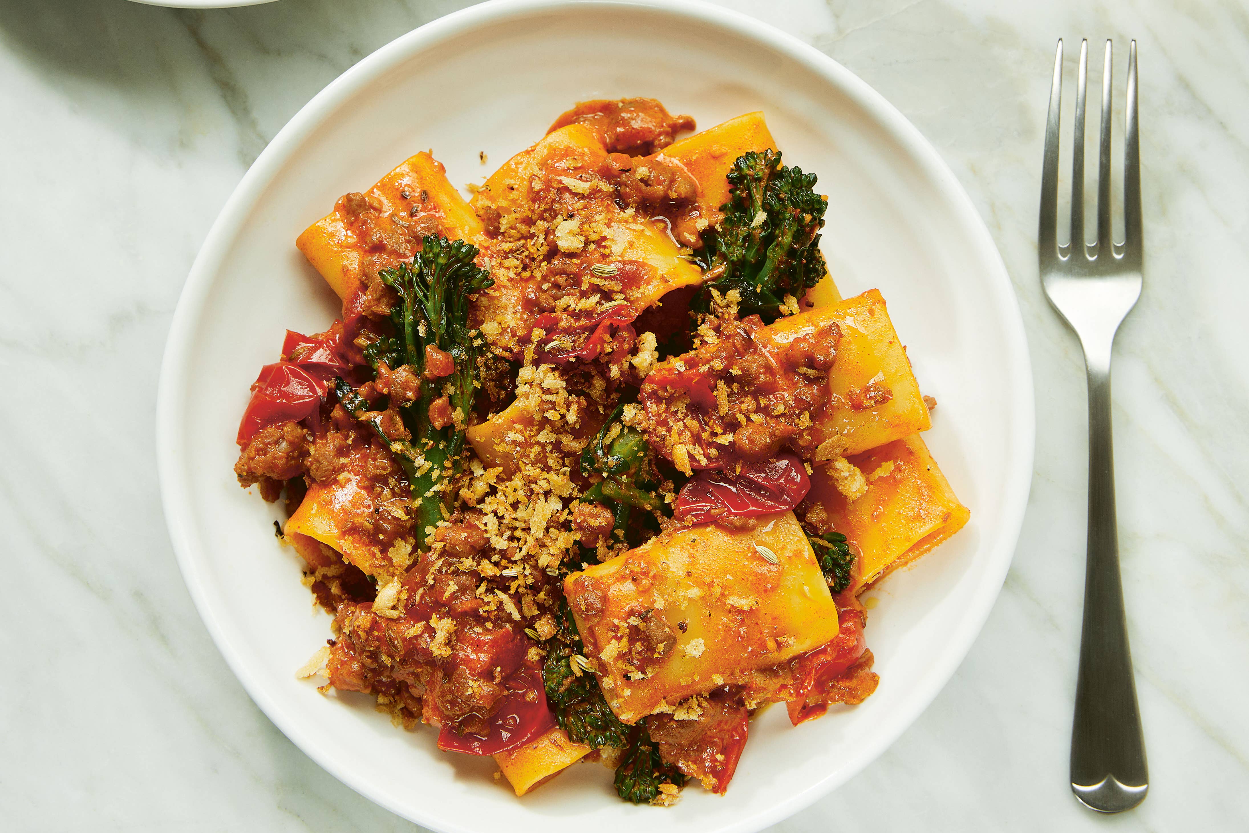 Paccheri never looked so punchy – this fiery, boozy pasta is all about maximum flavour with minimal effort