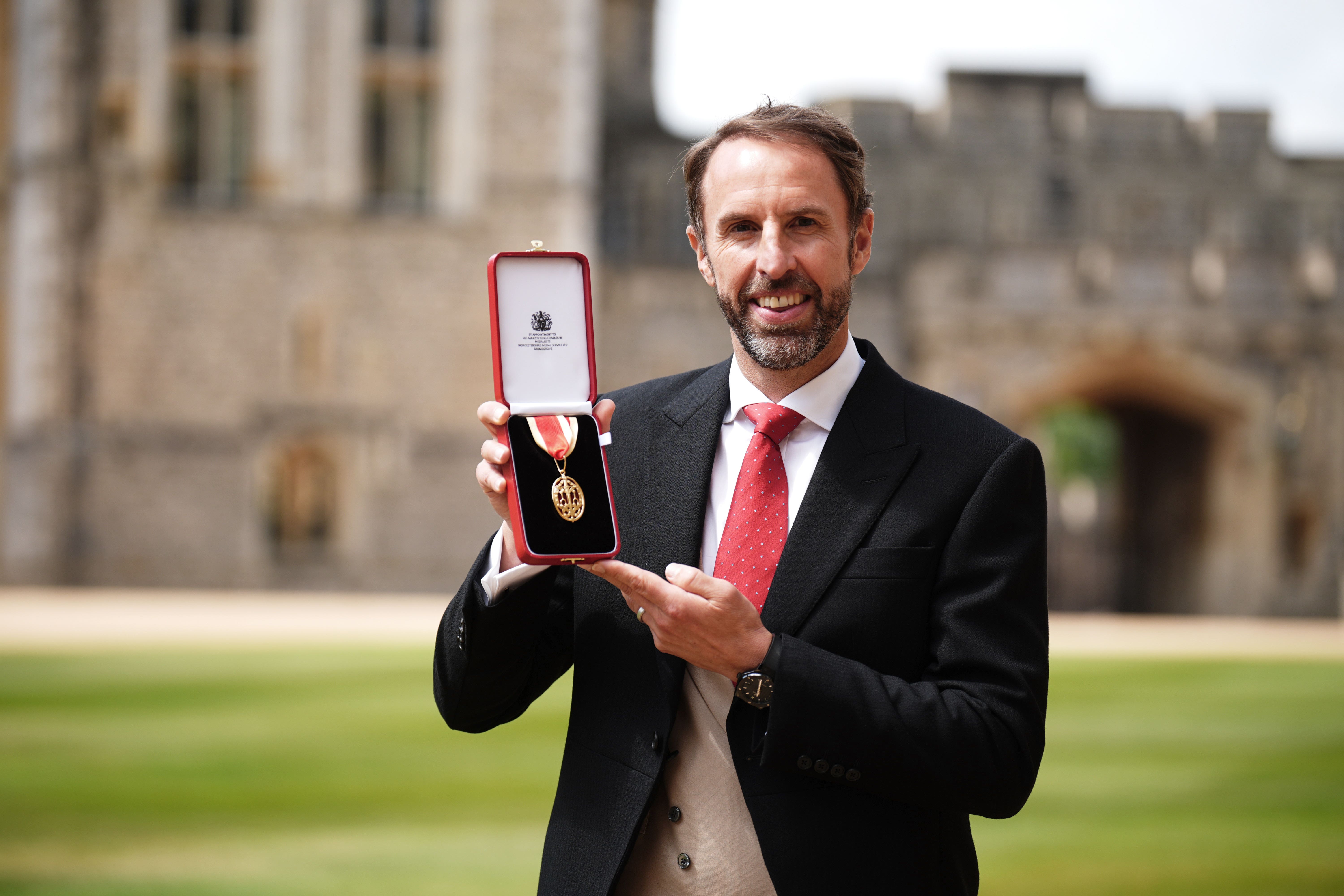 Sir Gareth Southgate received his knighthood at Windsor Castle (James Manning/PA)