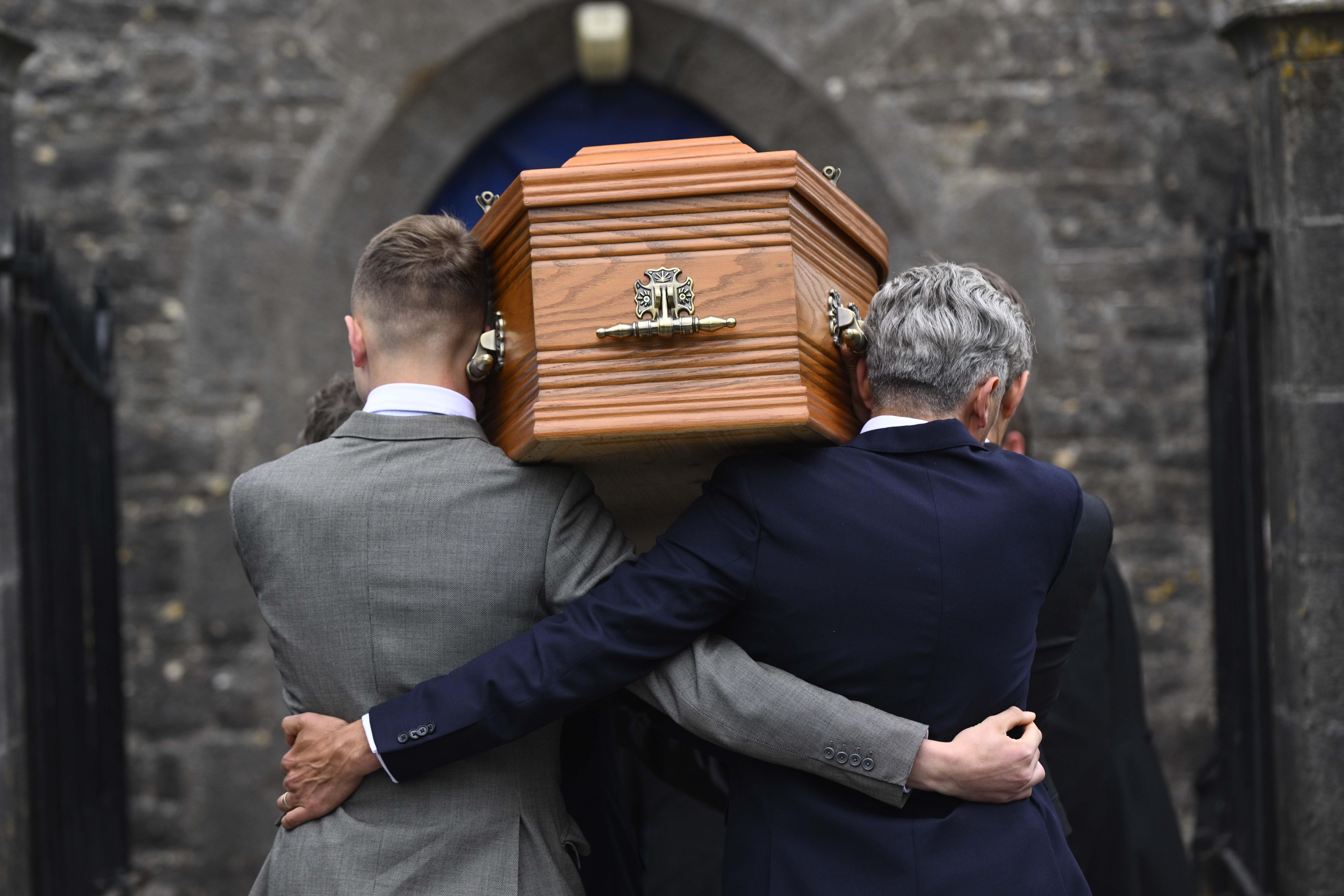 The coffin carrying Slane Castle’s Lord Henry Mount Charles (Mark Marlow/PA)
