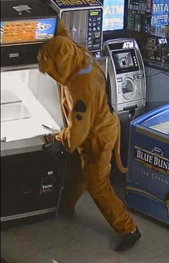 A suspected burglar dressed in a Scooby-Doo suit broke into an Alabama highway convenience store in an early morning raid, cops say
