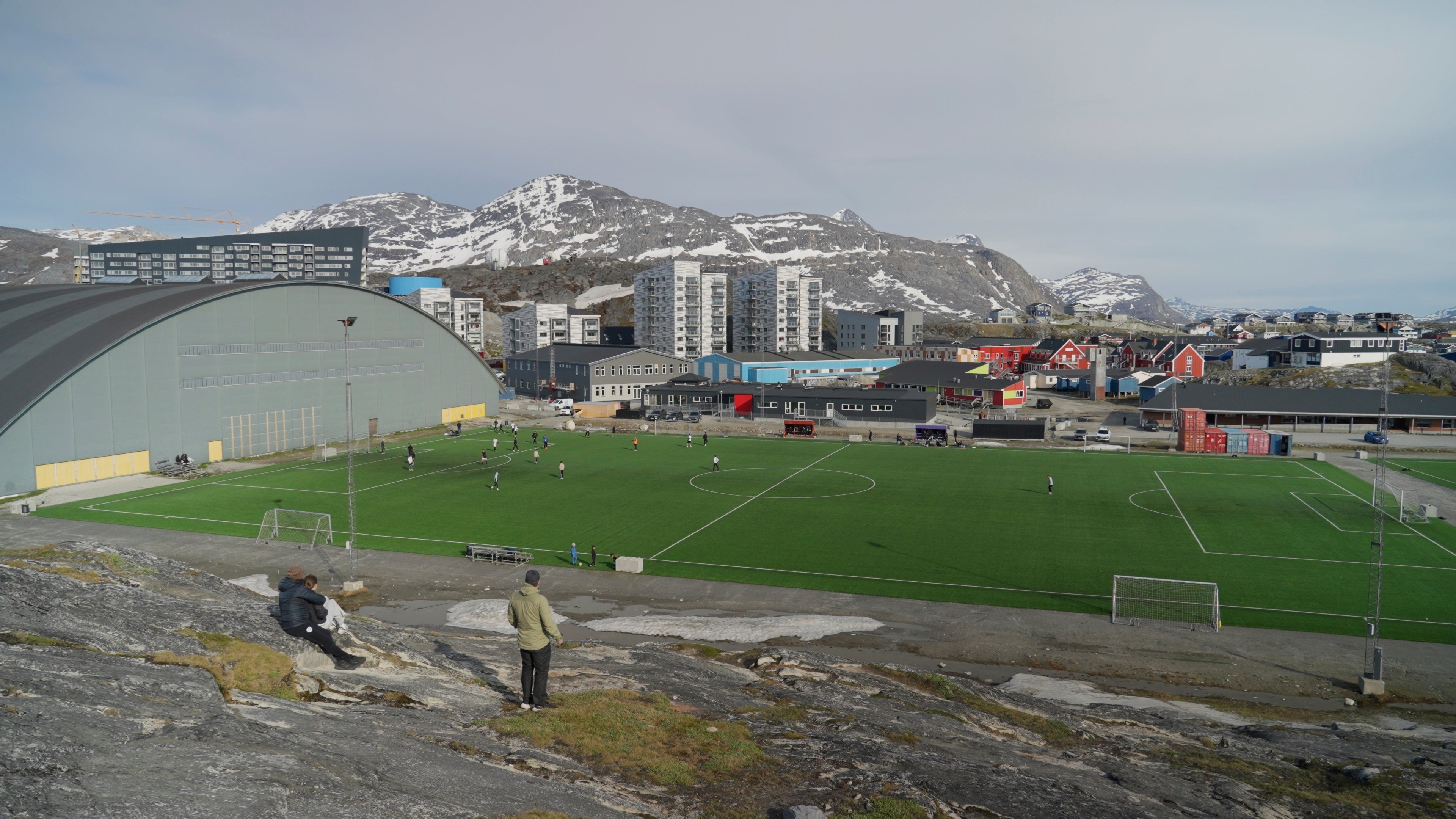 Action on the pitch has to compete with snow-capped mountain peaks for fans’ attention