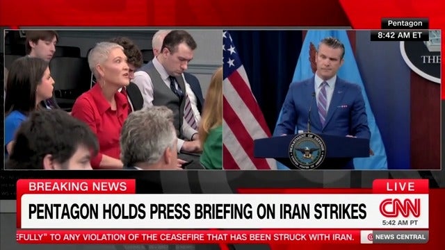 Fox News correspondent Jennifer Griffin is taken aback after Defense Secretary Pete Hegseth personally attacks her during a Pentagon press conference.