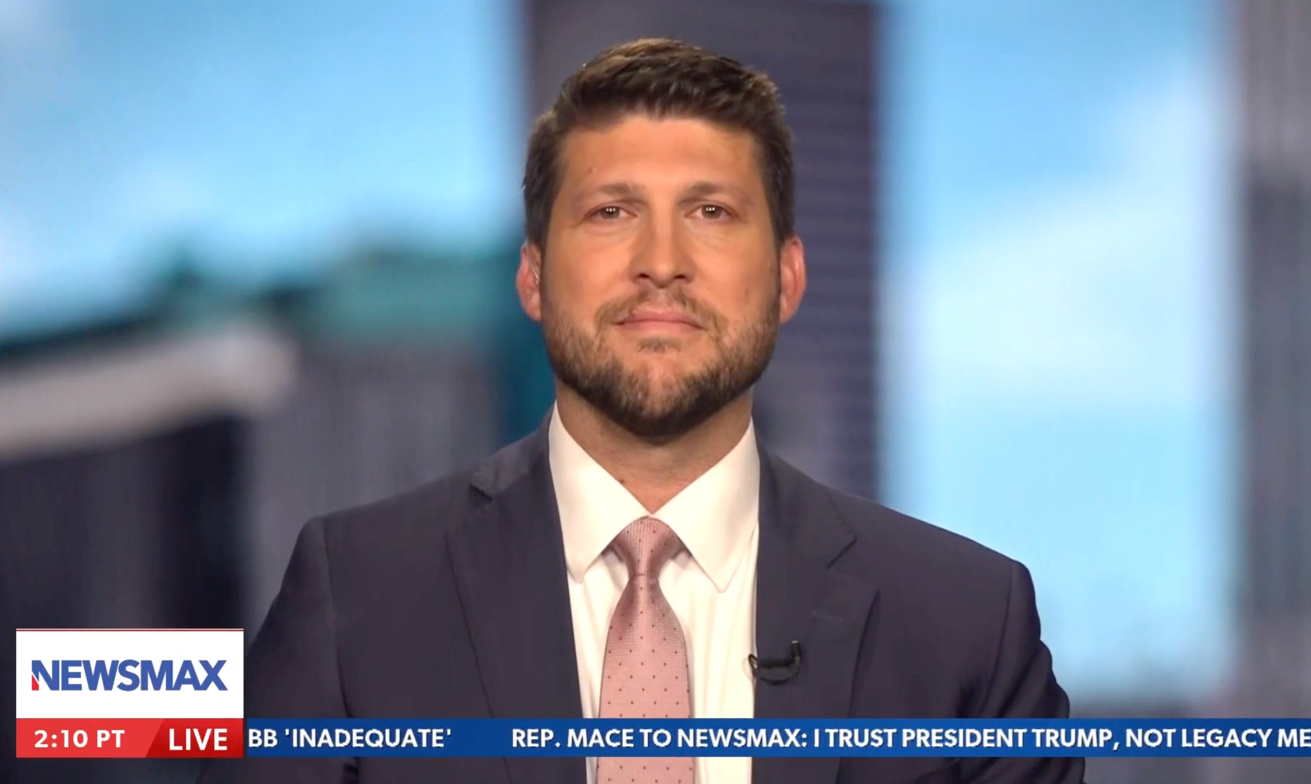 Florida Attorney General James Uthmeier is interviewed on Newsmax about his state's forthcoming 'Alligator Alcatraz’ on Wednesday