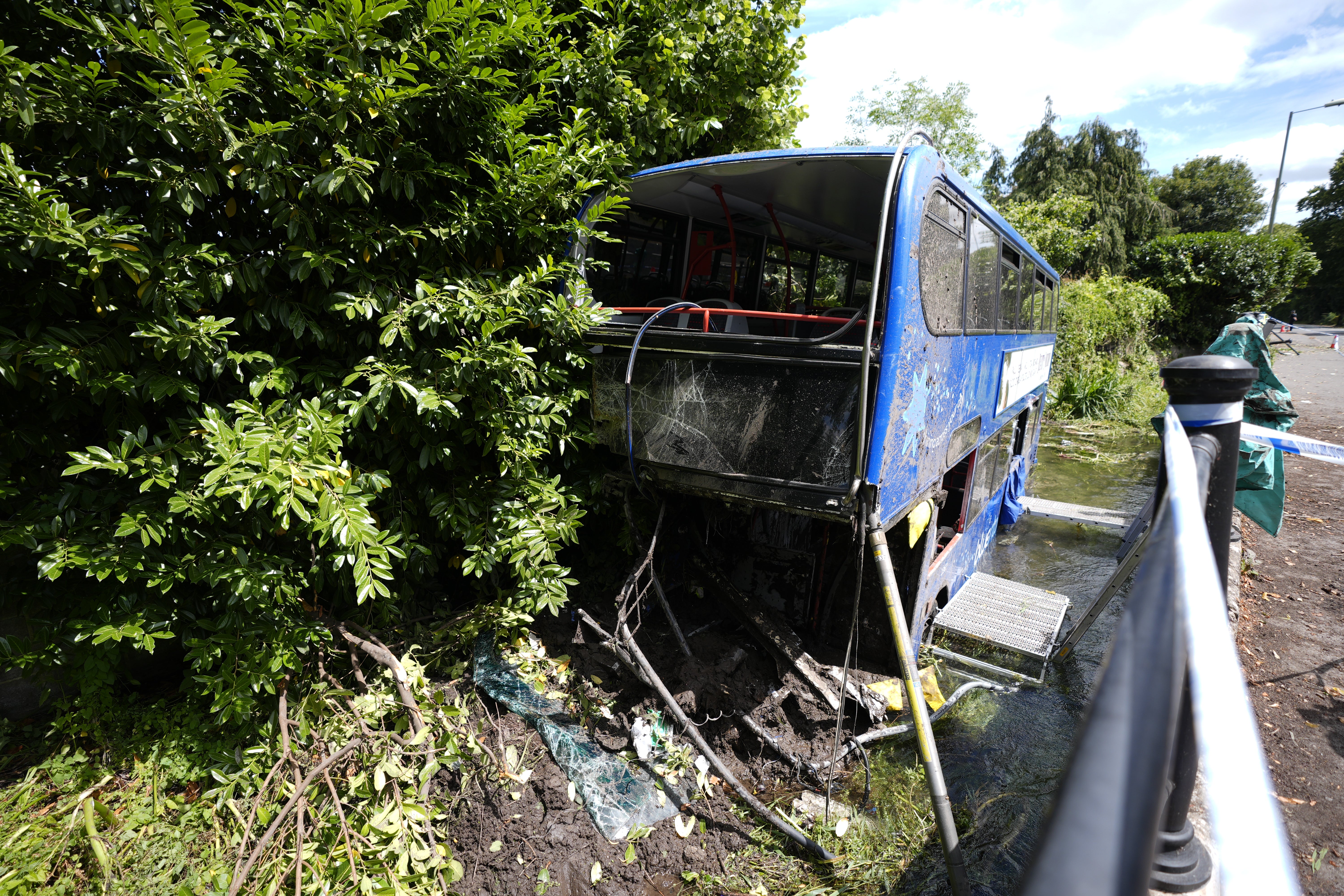 The bus was carrying a driver and 19 students