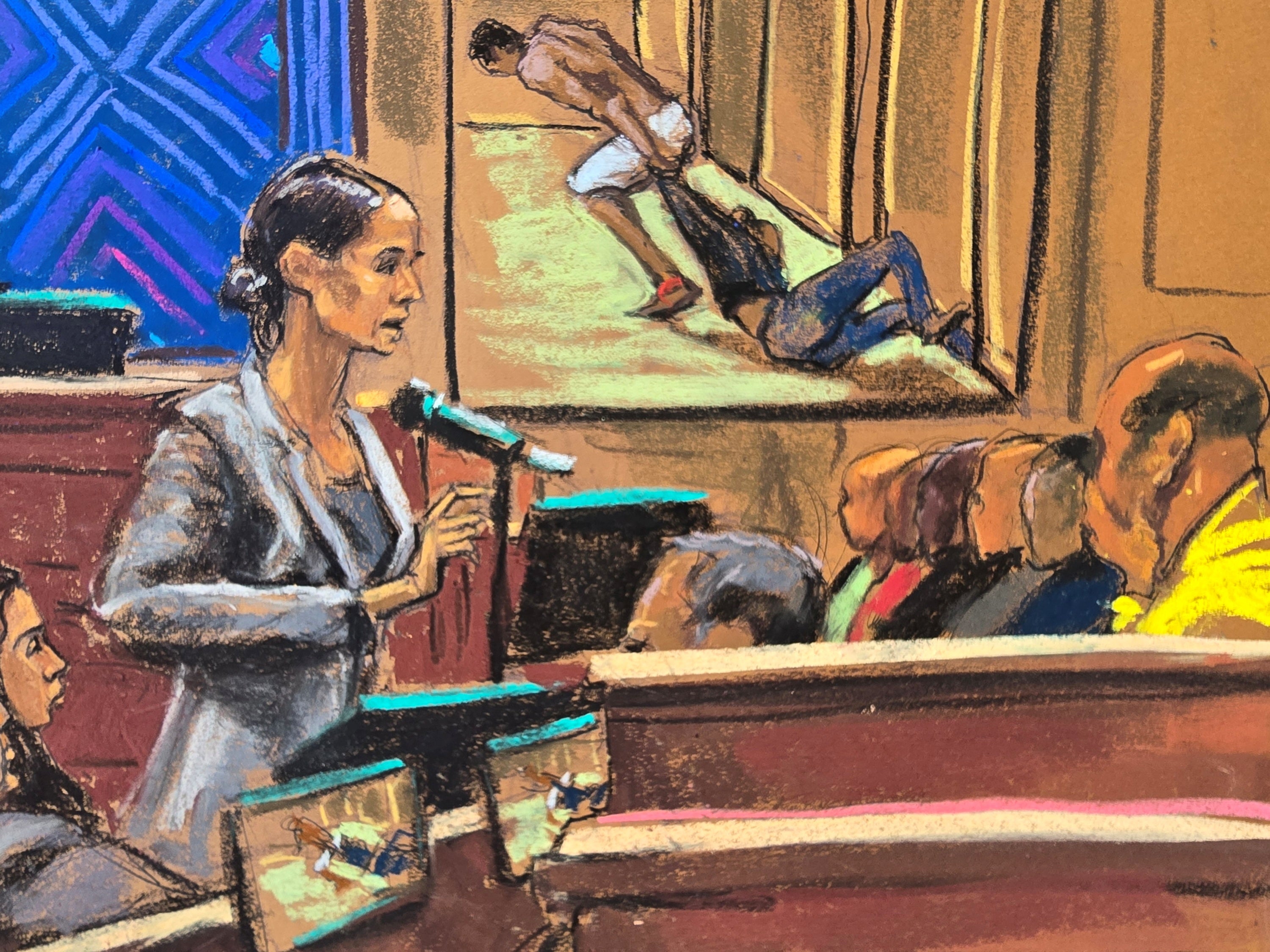 Assistant U.S. Attorney Christy Slavik makes her closing arguments during Sean "Diddy" Combs' sex trafficking trial in New York City, New York, U.S., June 26, 2025 in this courtroom sketch.