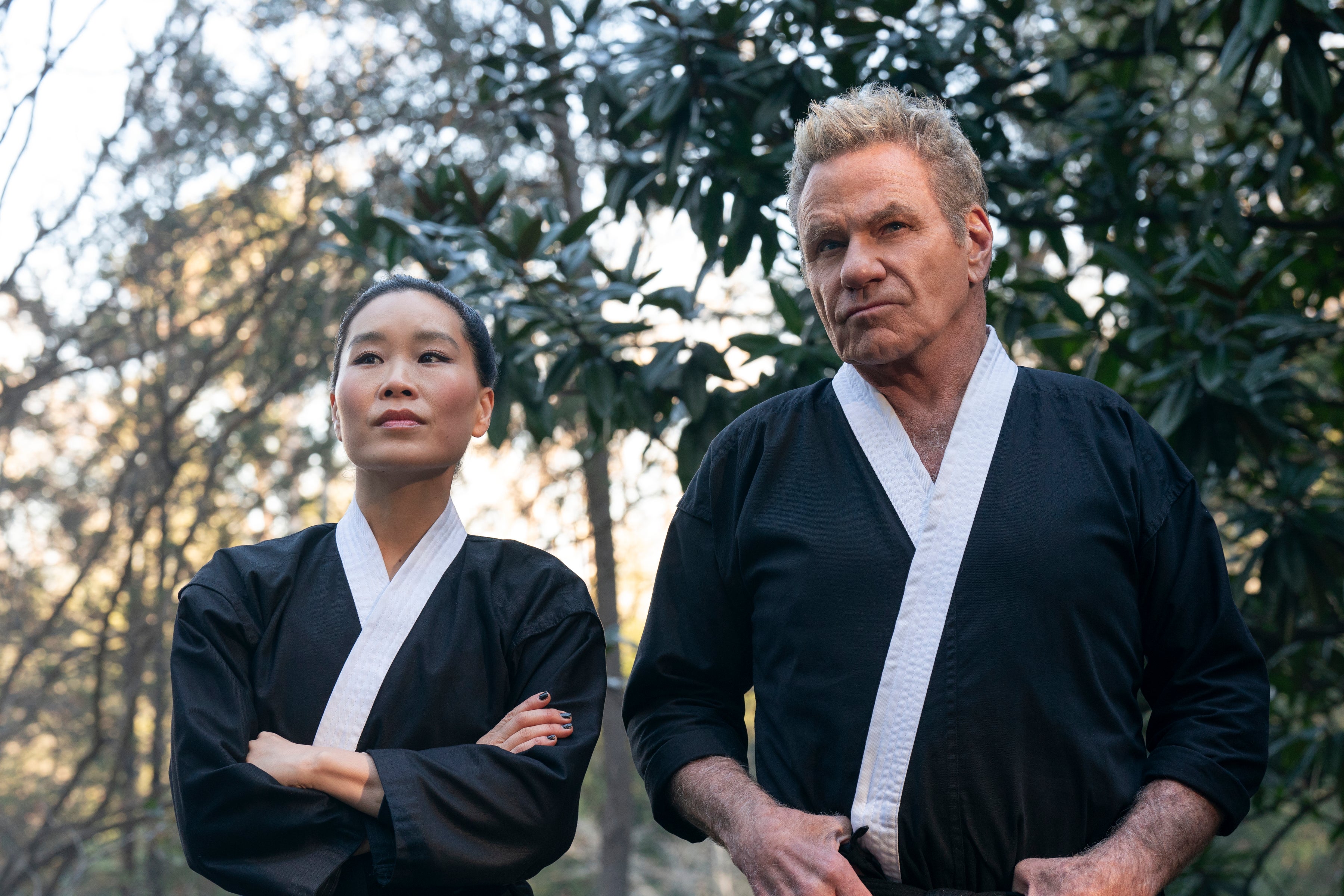 Alicia Hannah-Kim and Martin Kove co-star in 'Cobra Kai' as Kim Da-Eun and John Kreese, respectively
