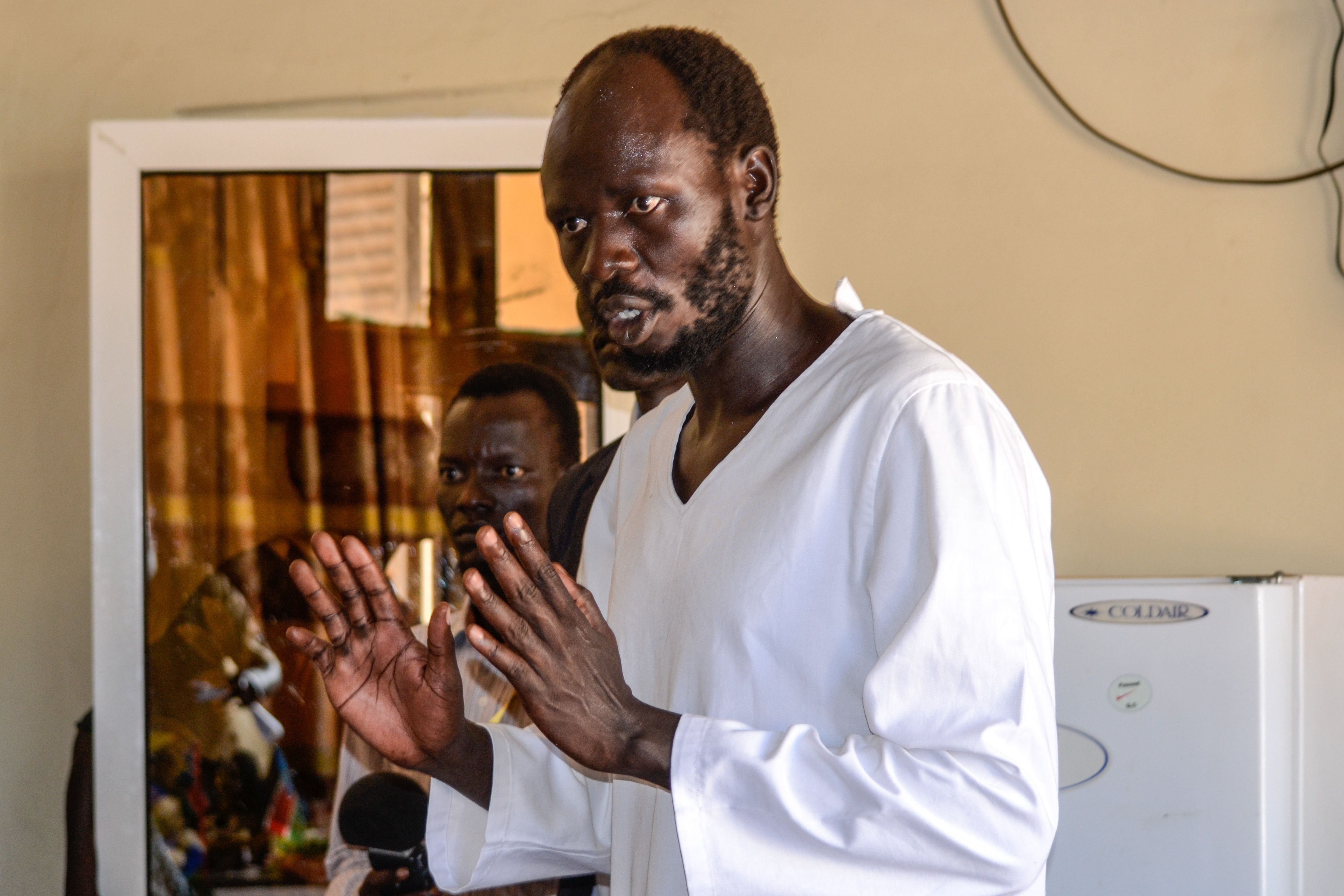 Harvard fellow Peter Ajak (pictured in 2020) and Abraham Keech have been charged with conspiring to illegally export arms to South Sudan to overthrow the government of their home country. They have pleaded not guilty.