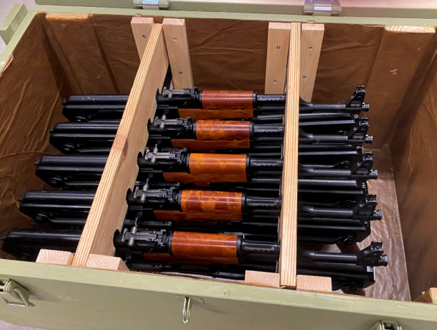 Military-grade weapons pictured in a handout from the U.S. Department of Justice that were allegedly bound for South Sudan.