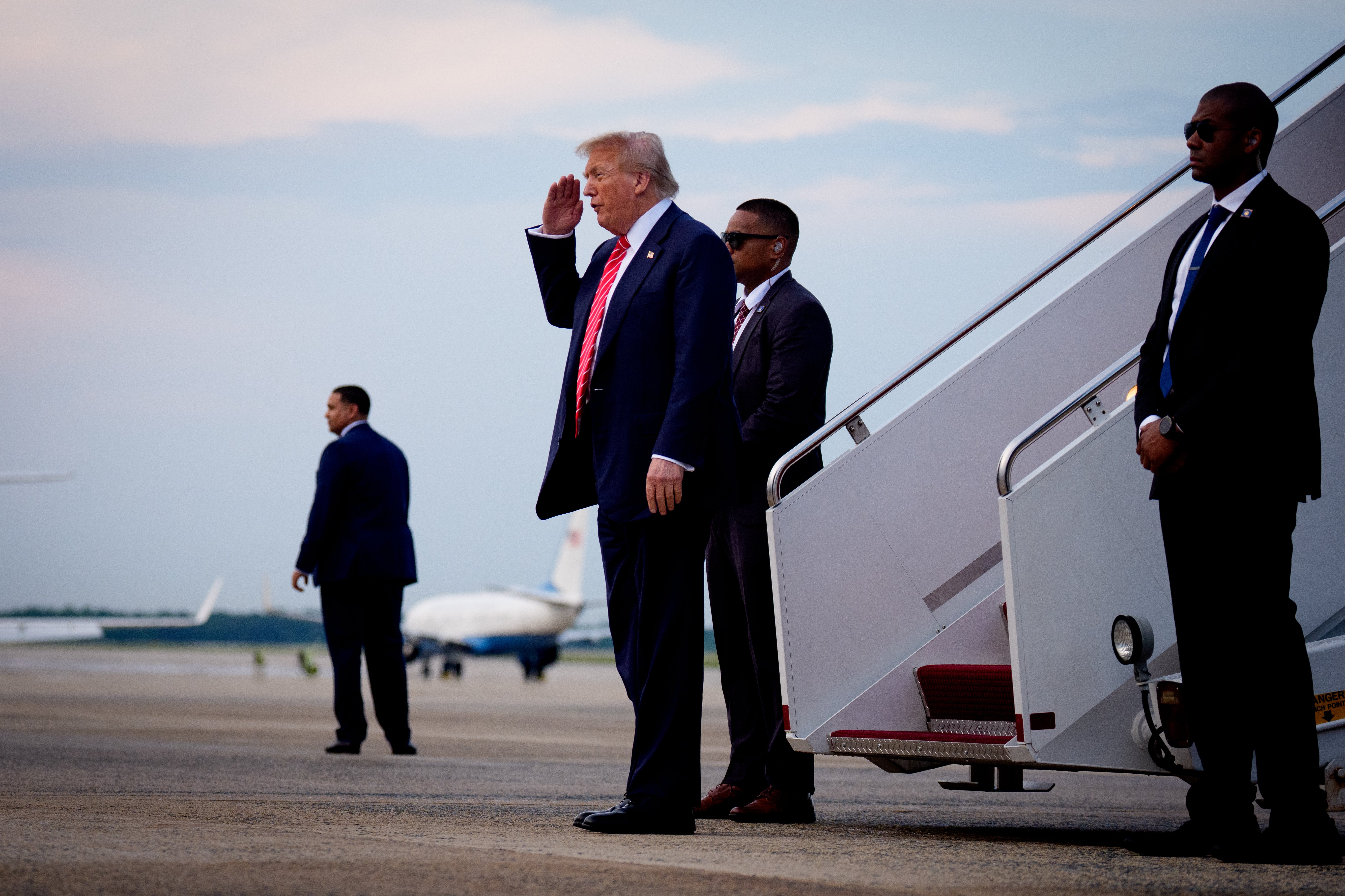 US president Donald Trump returns from the Nato Summit on 24 June 2025