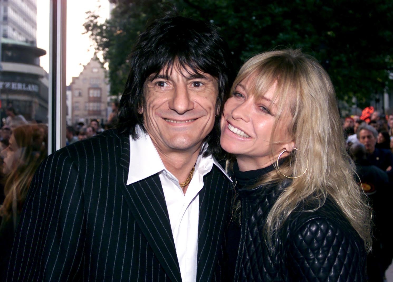 Ronnie Wood and Jo arriving for a premiere in Leicester Square, London, in 2000