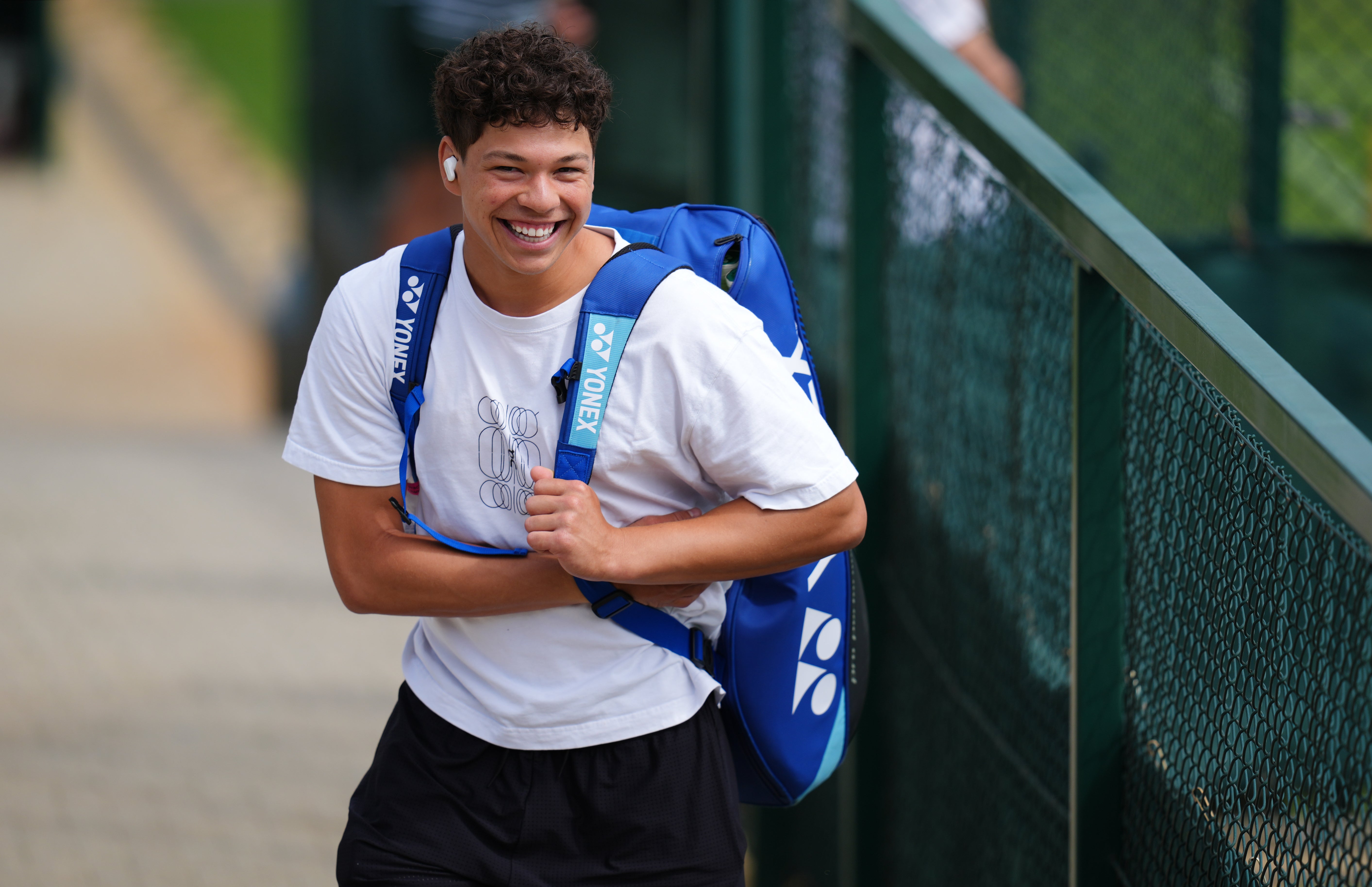 Ben Shelton arriving at the practice courts at the All England Lawn Tennis and Croquet Club