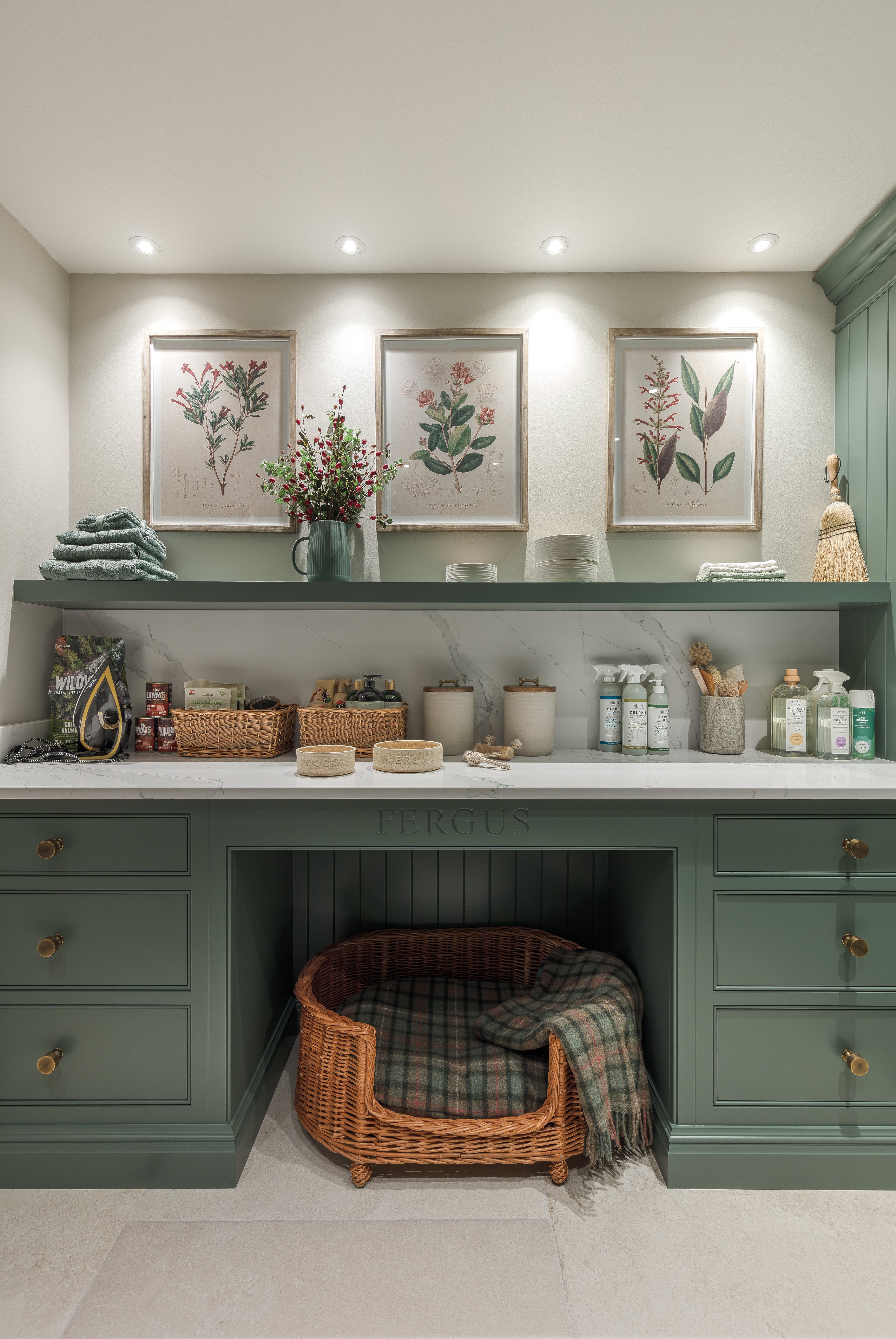 Personalised touches – like cabinetry engraved with a pet’s name – add charm