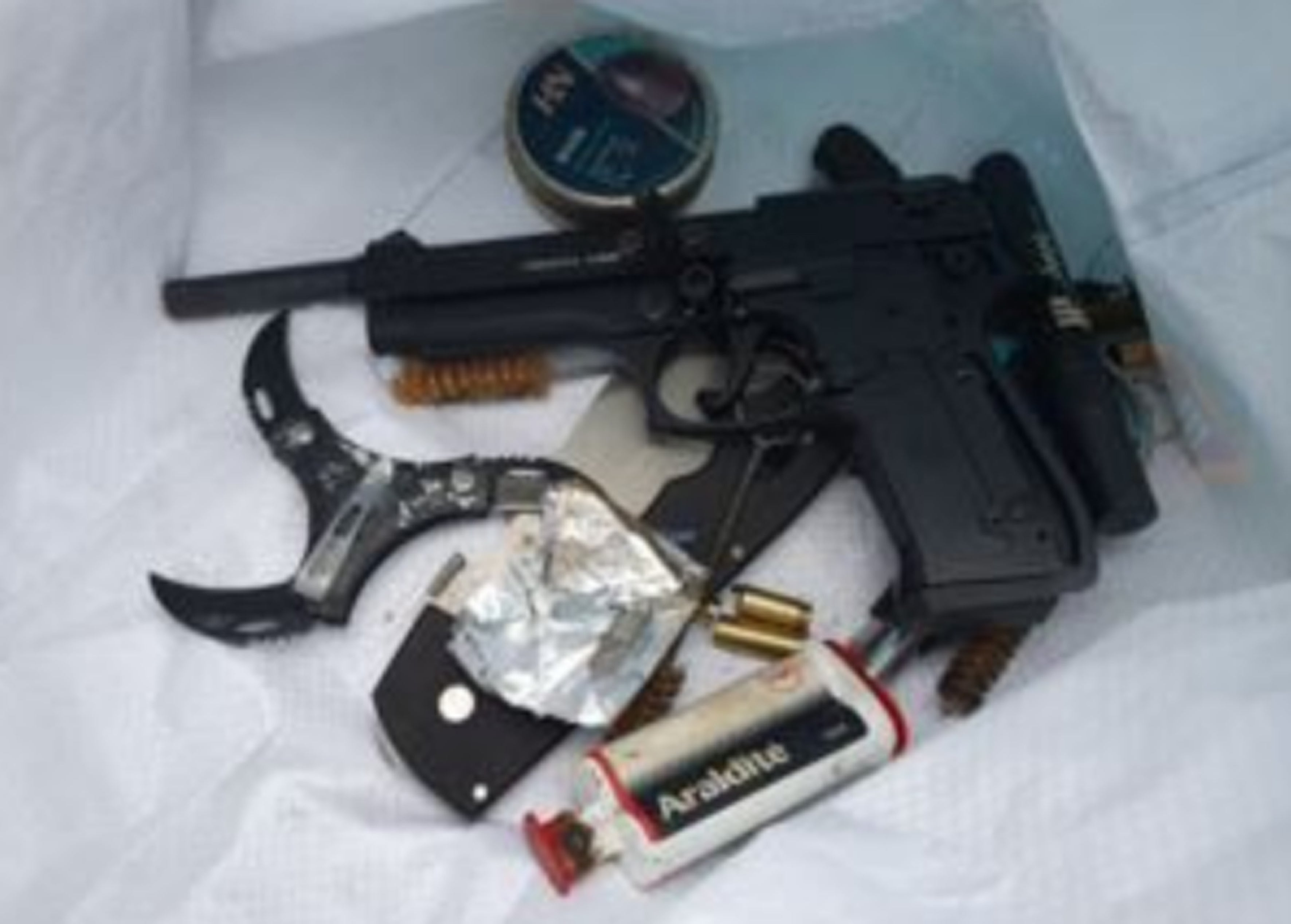 Weapon and associated items recovered by police from a gun gang which manufactured and sold "assassination kits" to the criminal underworld
