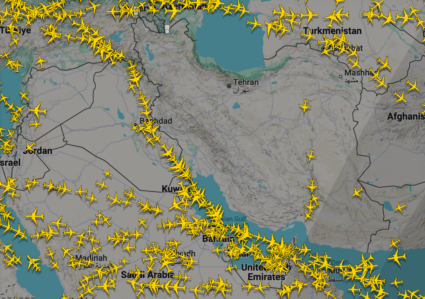 Space invaders: Flightpaths over Iran and Iraq