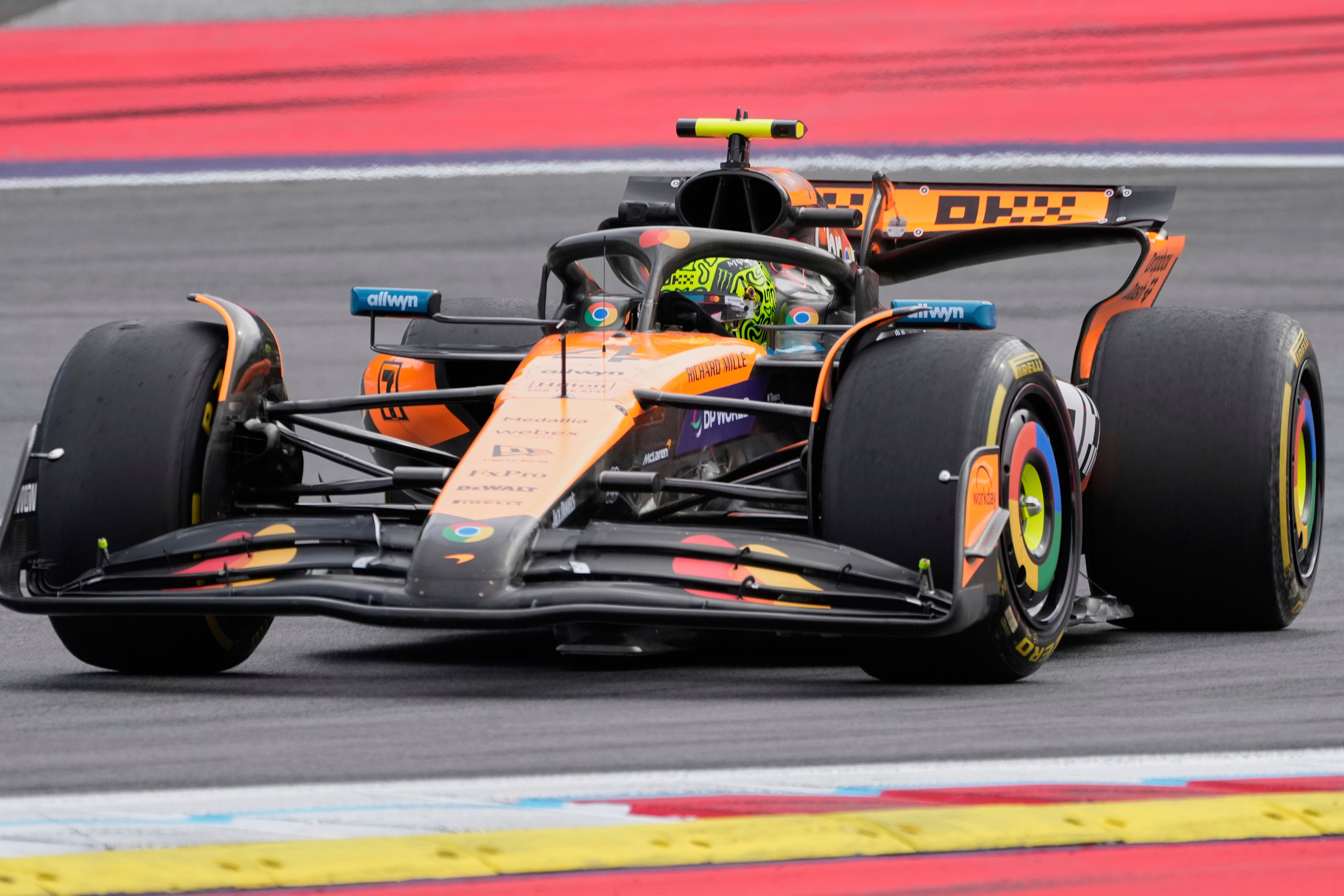 Lando Norris finished fastest in second practice in Austria (Darko Bandic/AP)