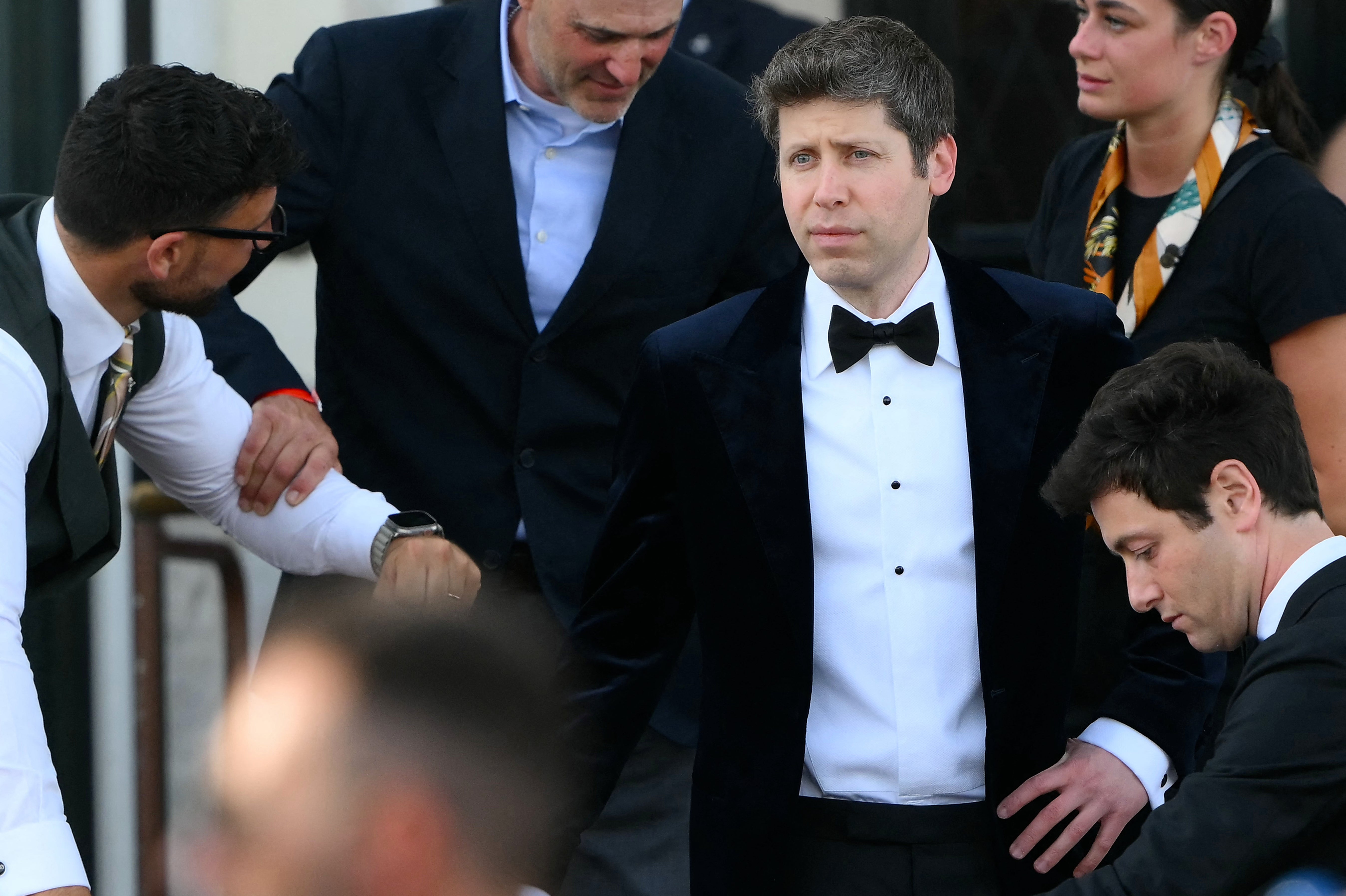 Tech entrepreneur Sam Altman in a tuxedo
