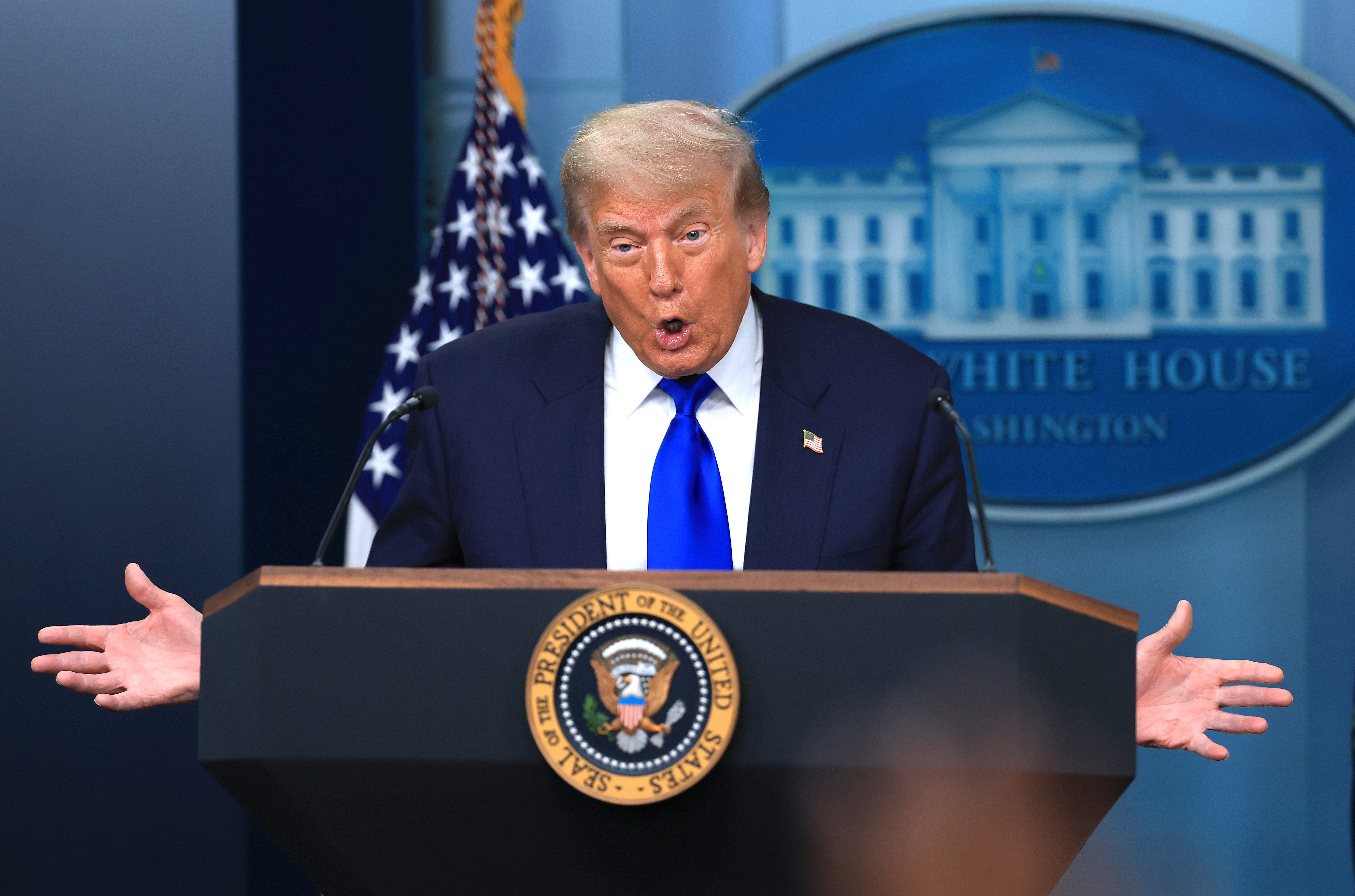 Donald Trump fawns over a correspondent for MAGA media outlet Lindell TV after she asks about the 2020 election and “rogue judges.”