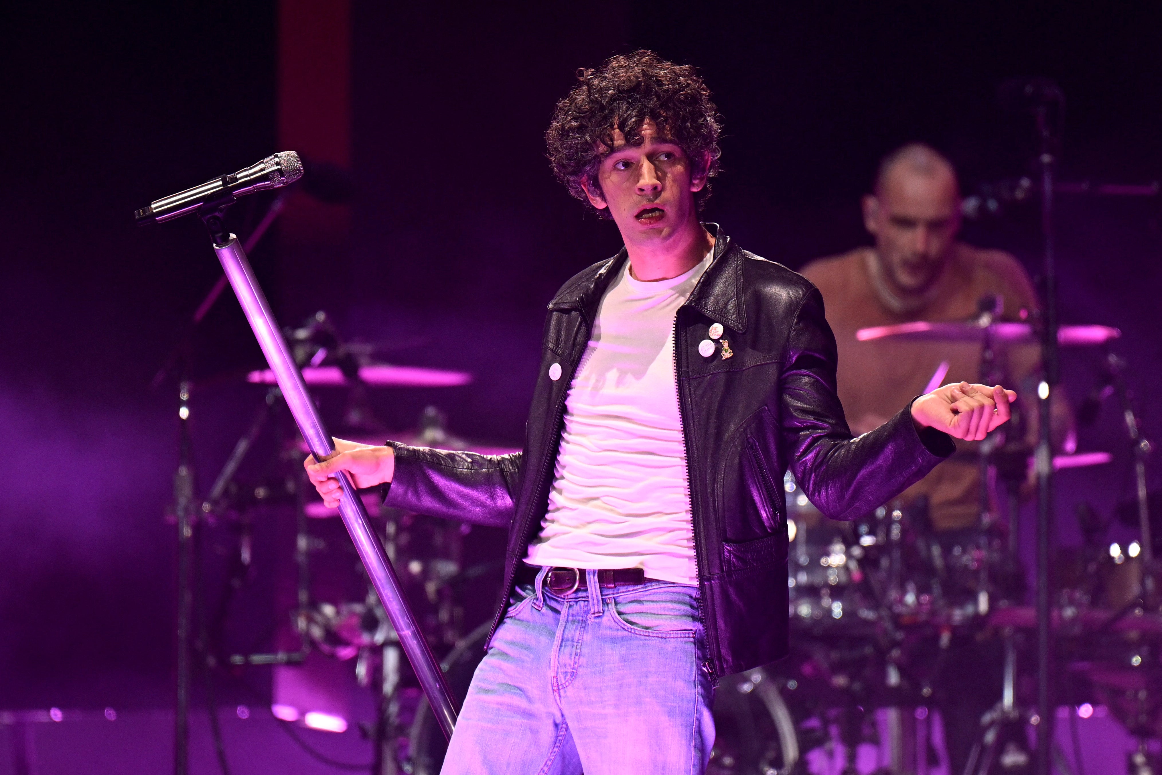 Matt Healy during The 1975's Glastonbury headline set