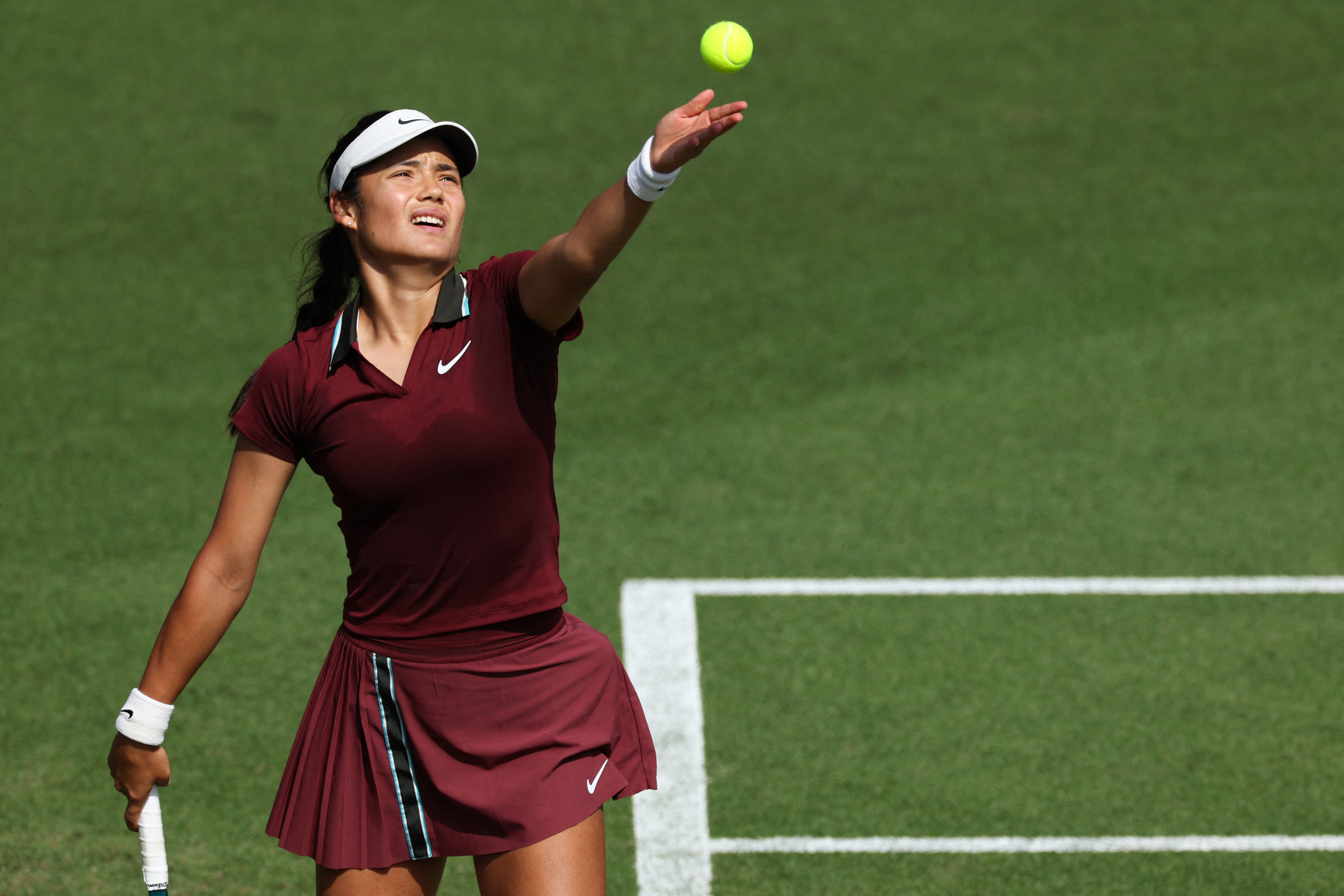 Emma Raducanu during the Eastbourne Open this summer