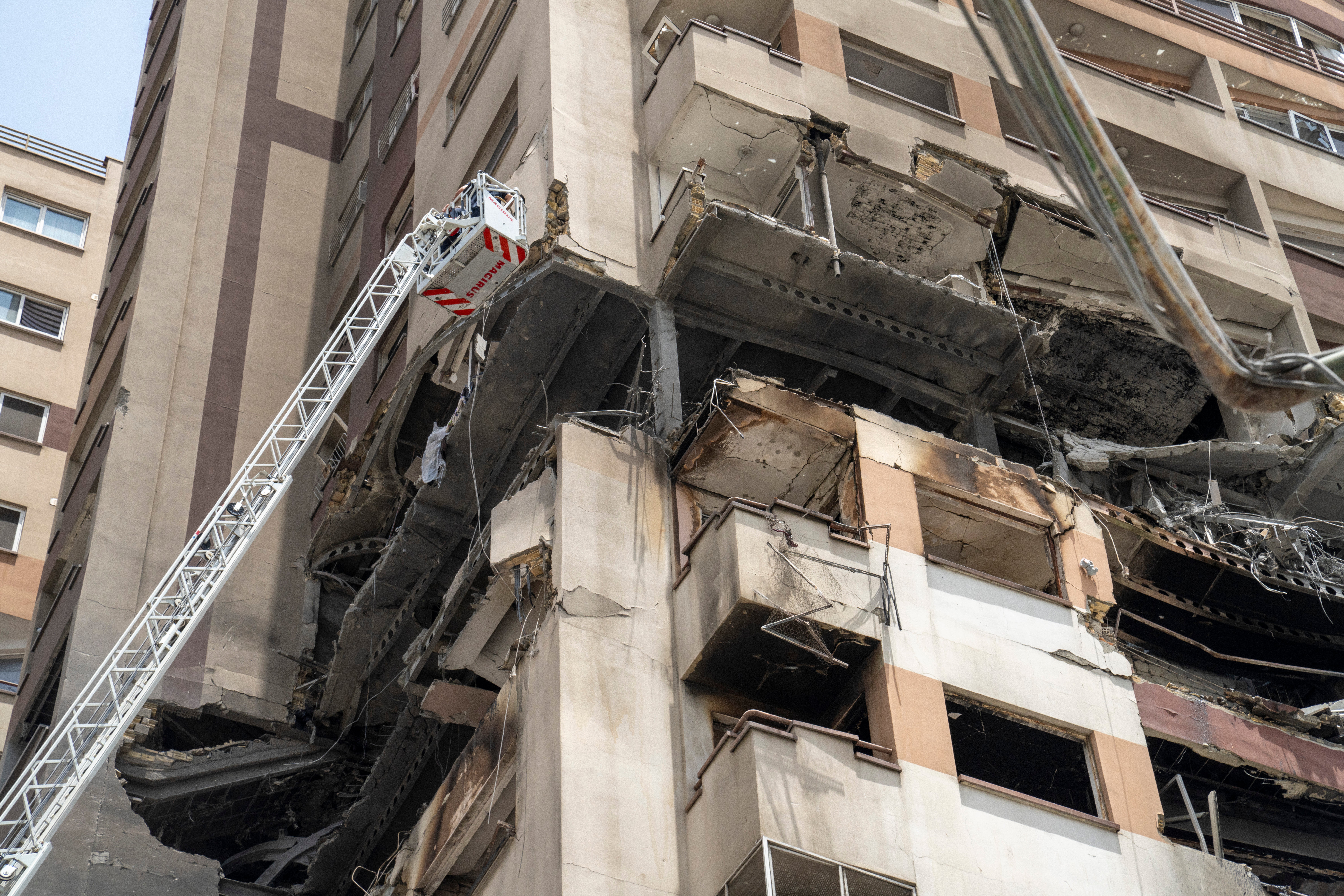 Damage at a residential building in Tehran from an Israeli attack on 13 June