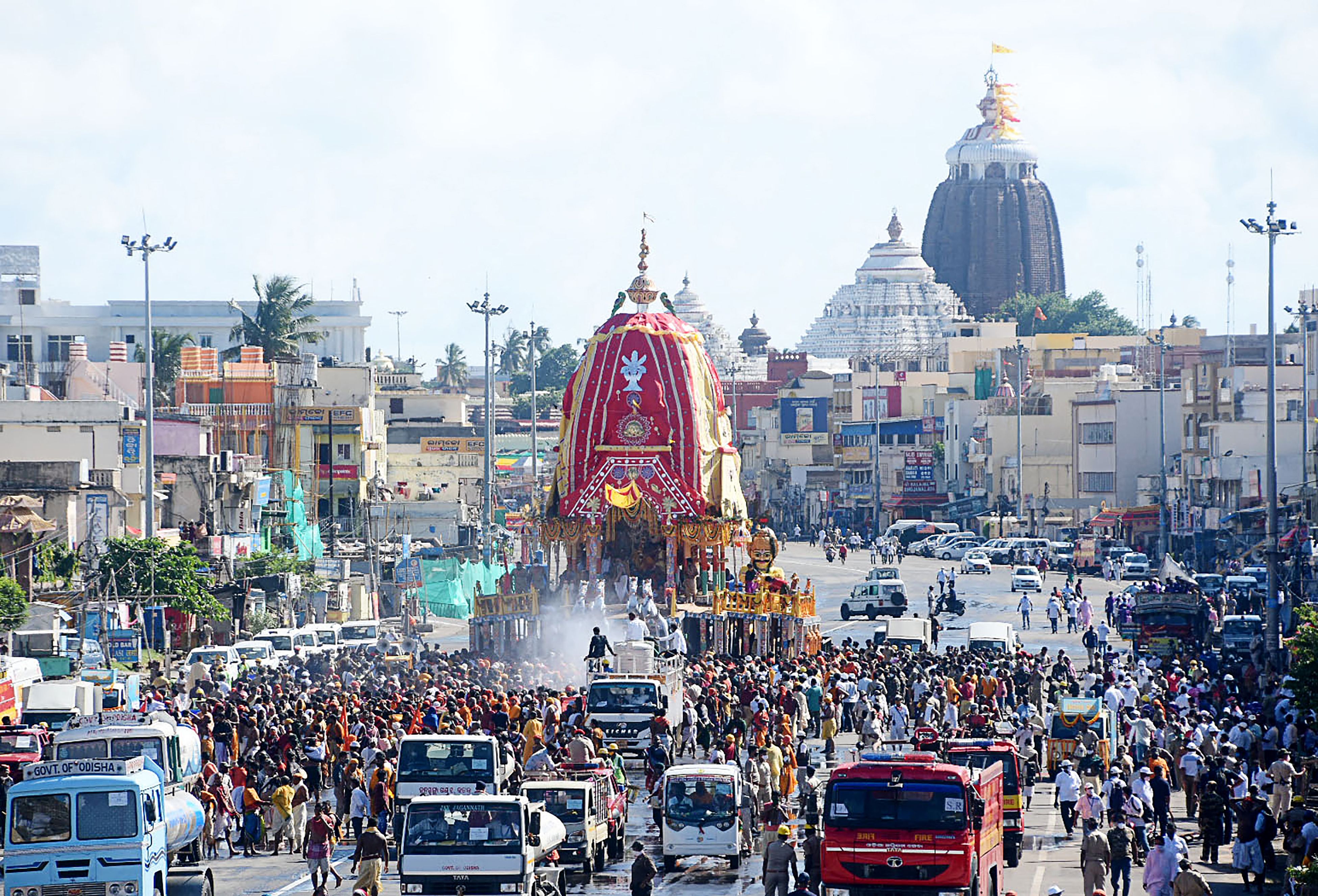 File. Hindu devotees pull a chariot during Jagannath Rath Yatra in Puri on 12 July 2021