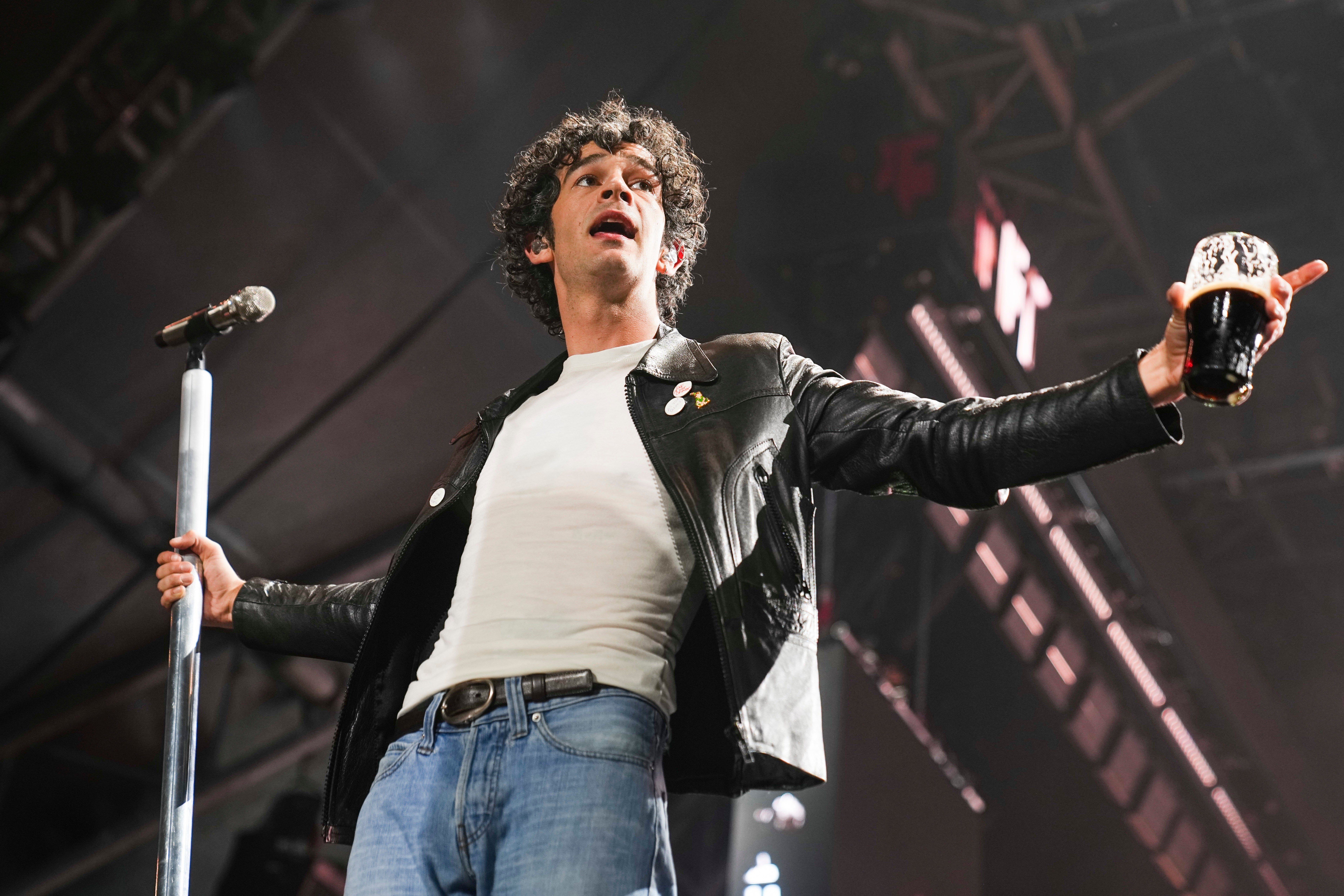 The 1975 frontman declared he didn’t want the band’s legacy to be political during their headline set at Glastonbury Festival this June