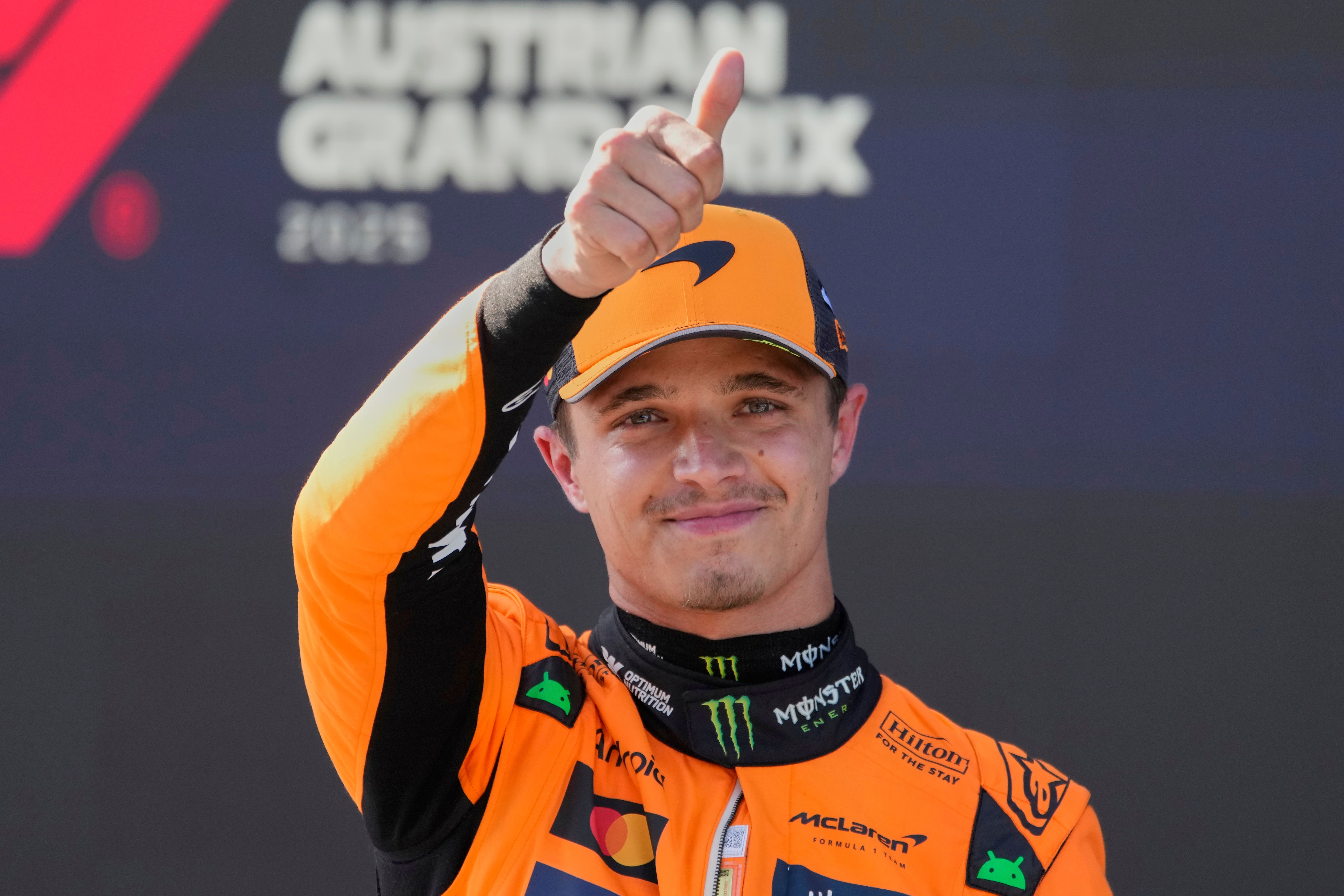 Lando Norris is on pole position for the Austrian GP