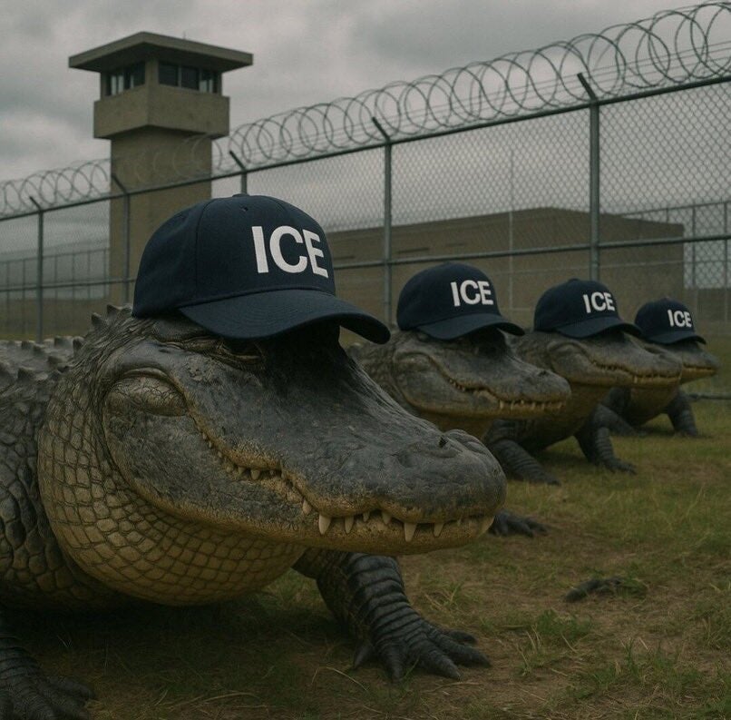 Trump administration taunts detained migrants with ICE alligators at proposed Florida prison
