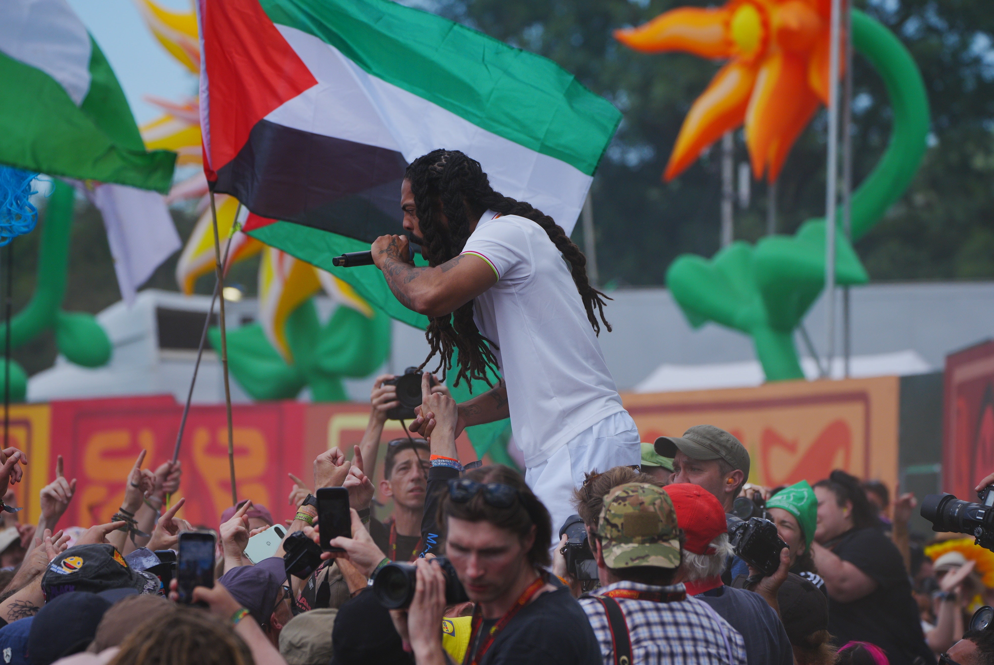Bob Vylan performing on the West Holts Stage at Glastonbury