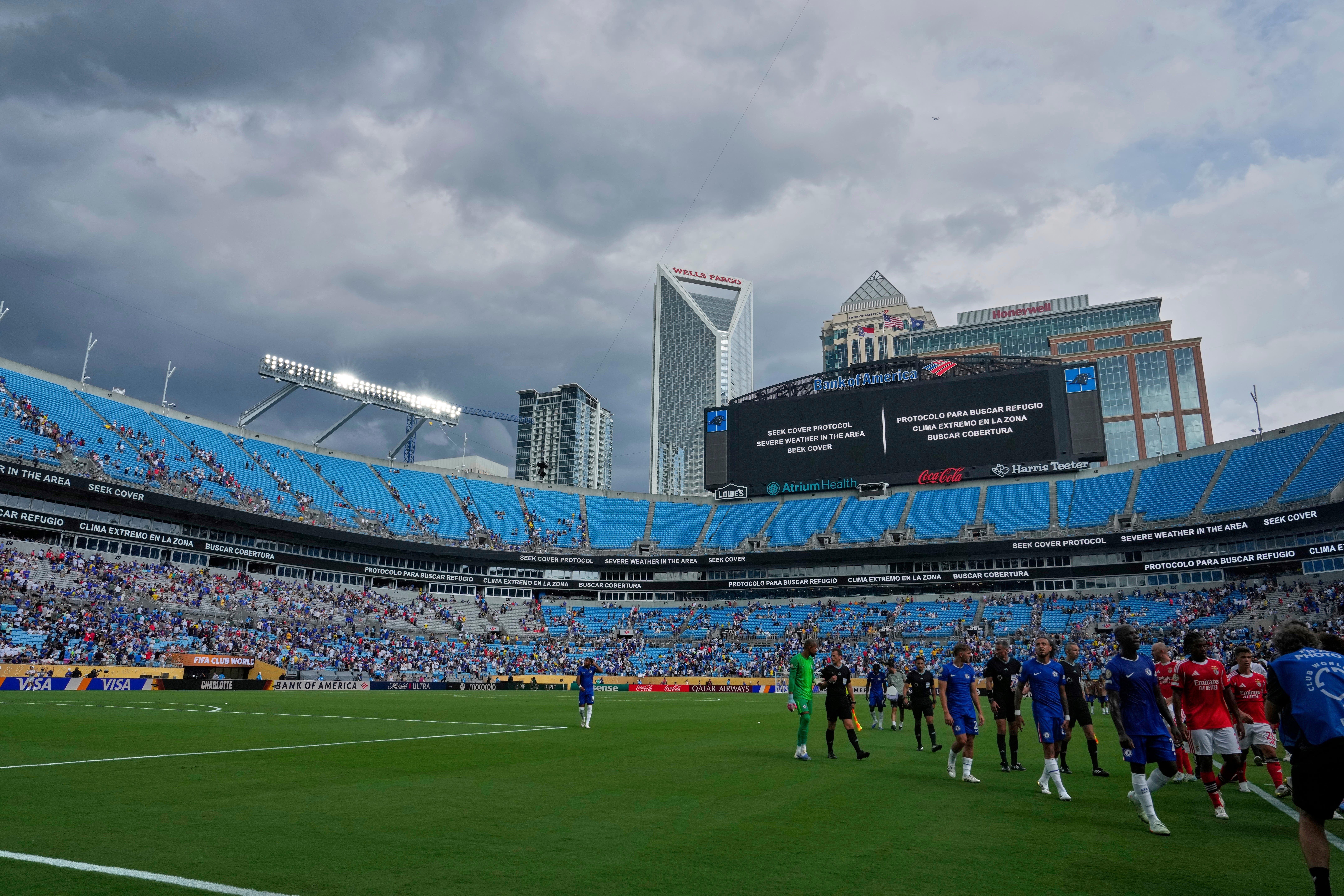 Thunderstorm forces players off in Chelsea’s CWC last-16 clash with Benfica
