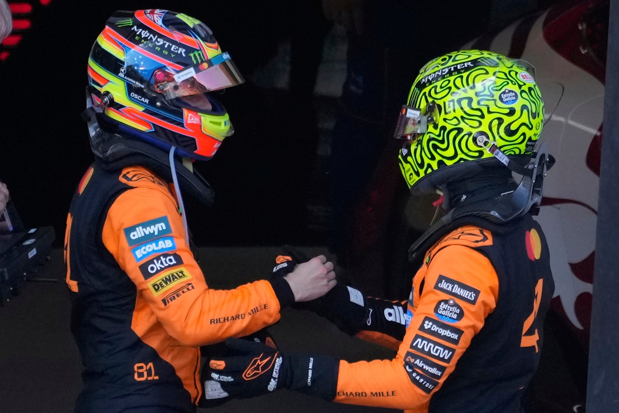 Oscar Piastri congratulates Norris (Darko Bandic/AP)