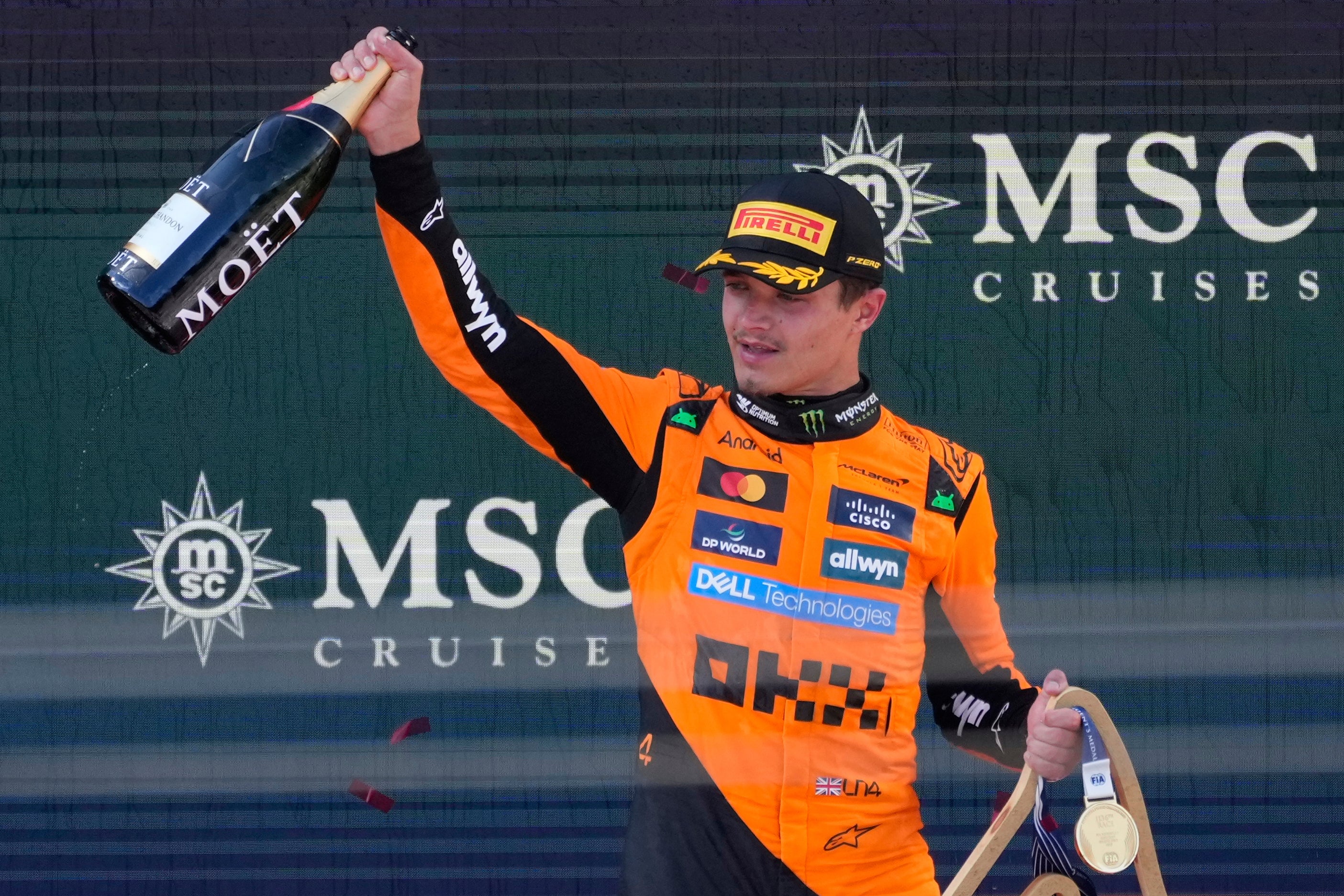 Norris celebrates his win in Austria