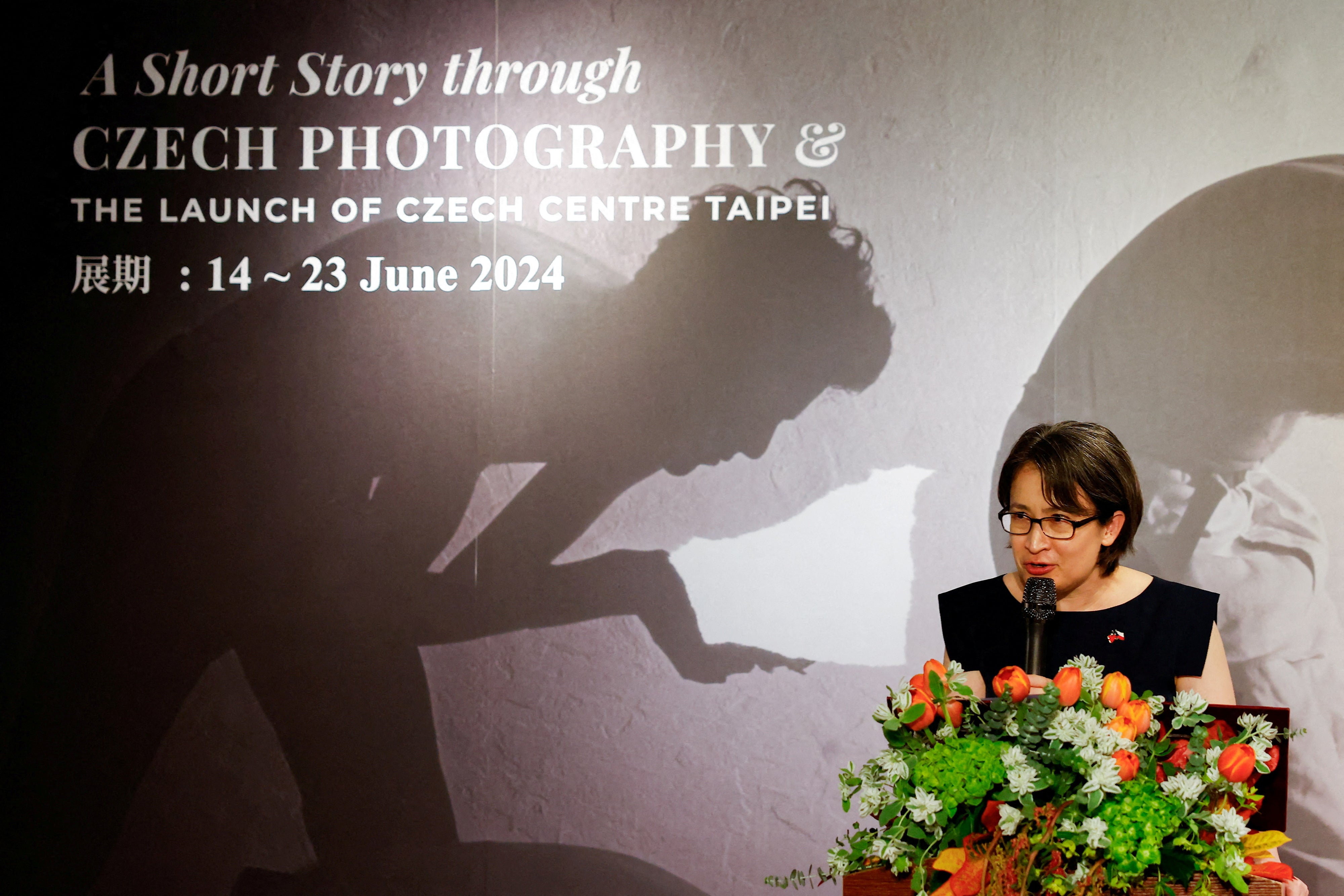 Hsiao Bi Khim speaks during an exhibition organised by Czech Center Taipei