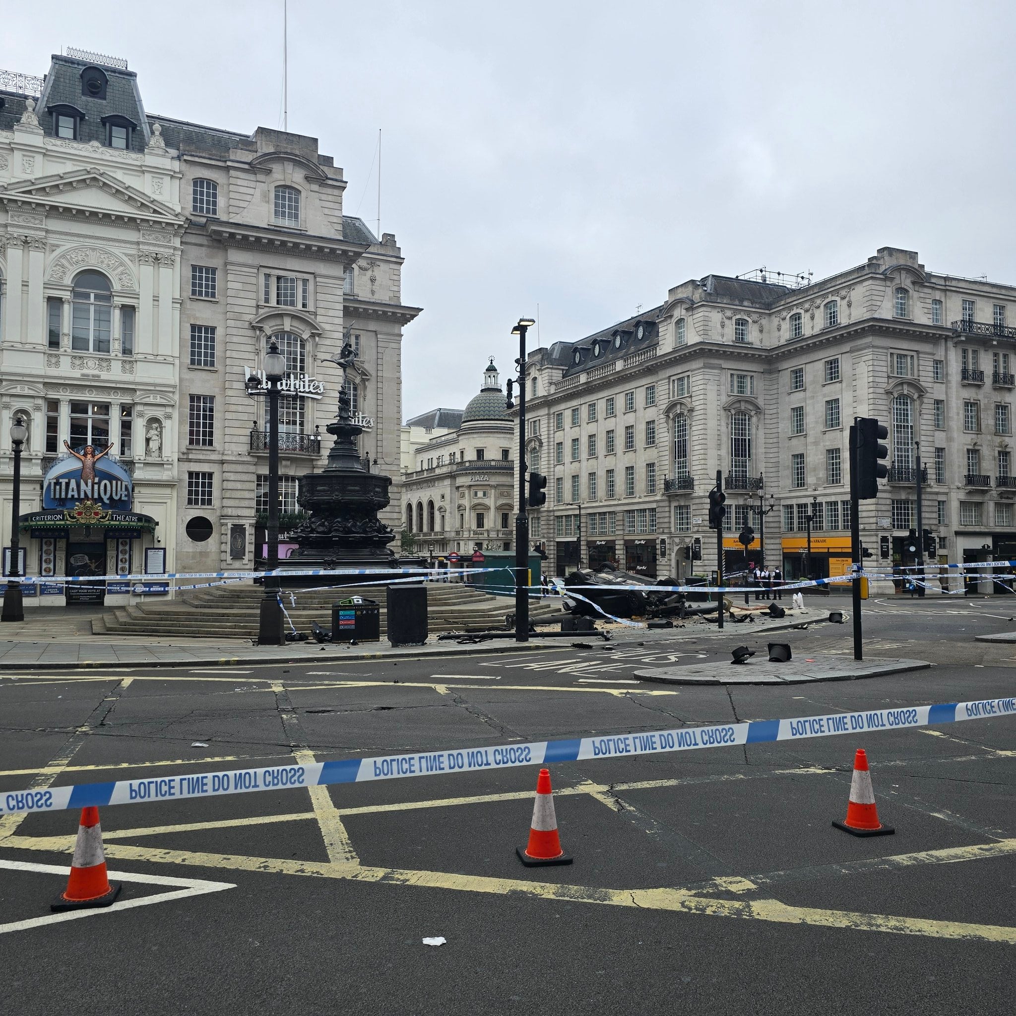 The roads leading into Piccadilly Circus have been closed off