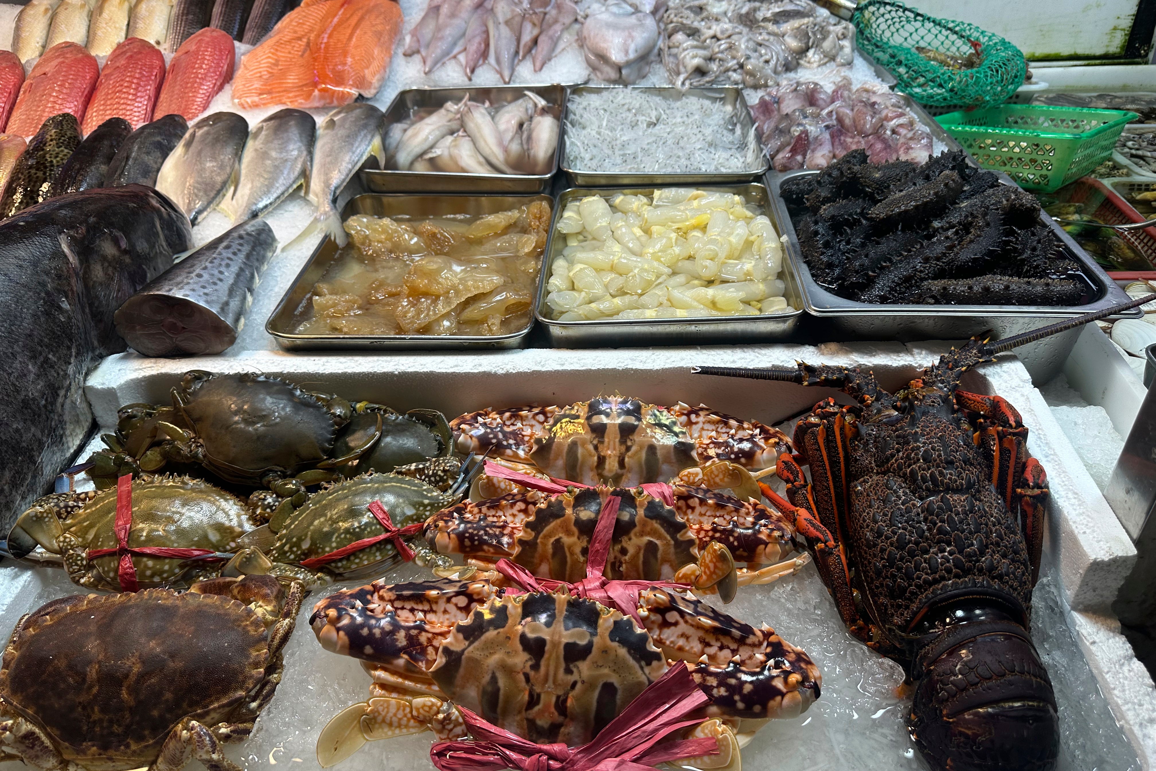 <p>Seafood displayed at a market in Beijing, Dec. 29, 2024</p>