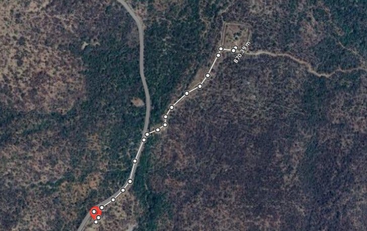 Satellite image shows distance between anti-poaching camps and the spot where five tigers were found dead in southern India's MM Hills