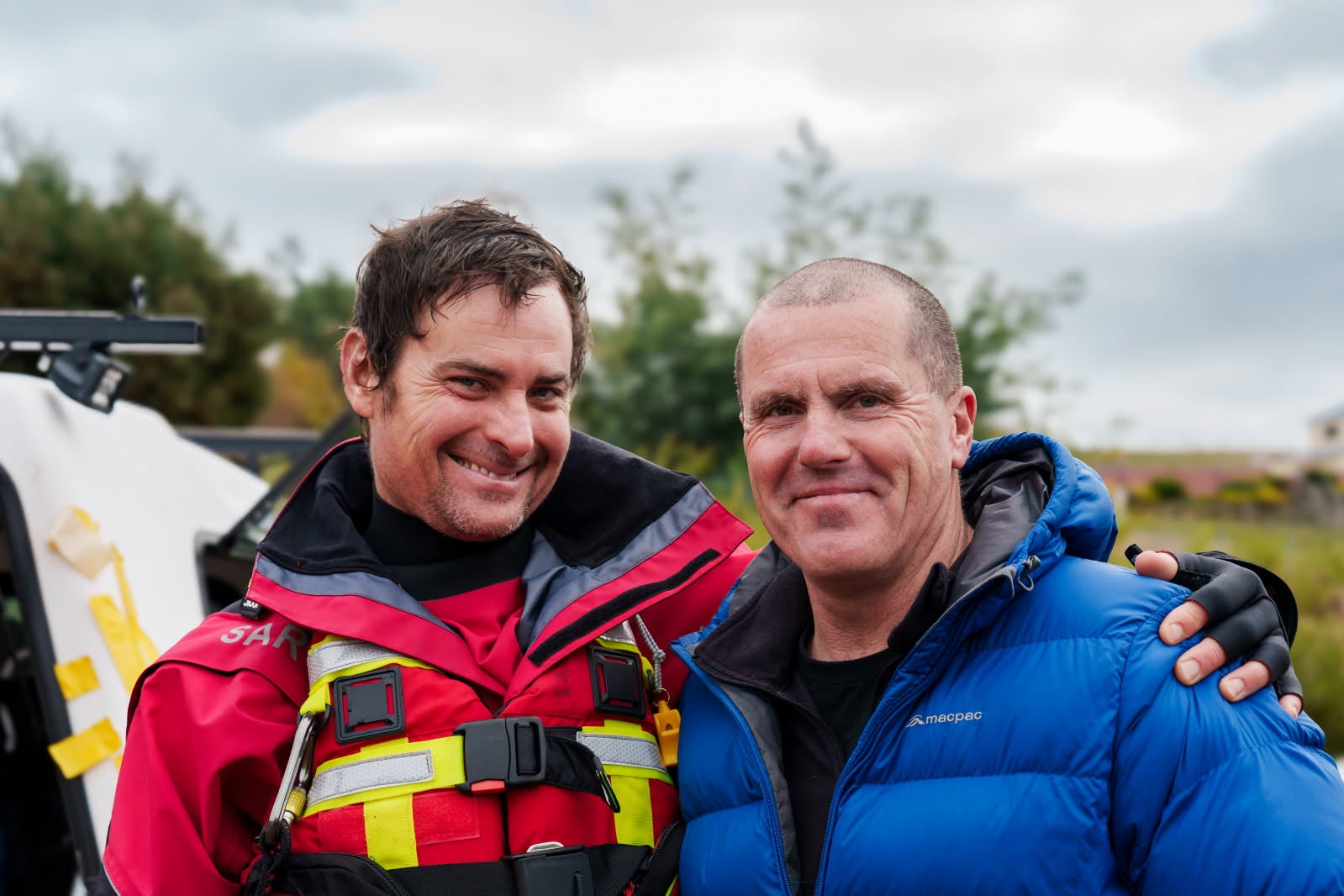 Two of the men who worked to save Mr Bieliauskas: Adrian Petrie and Nate Welch