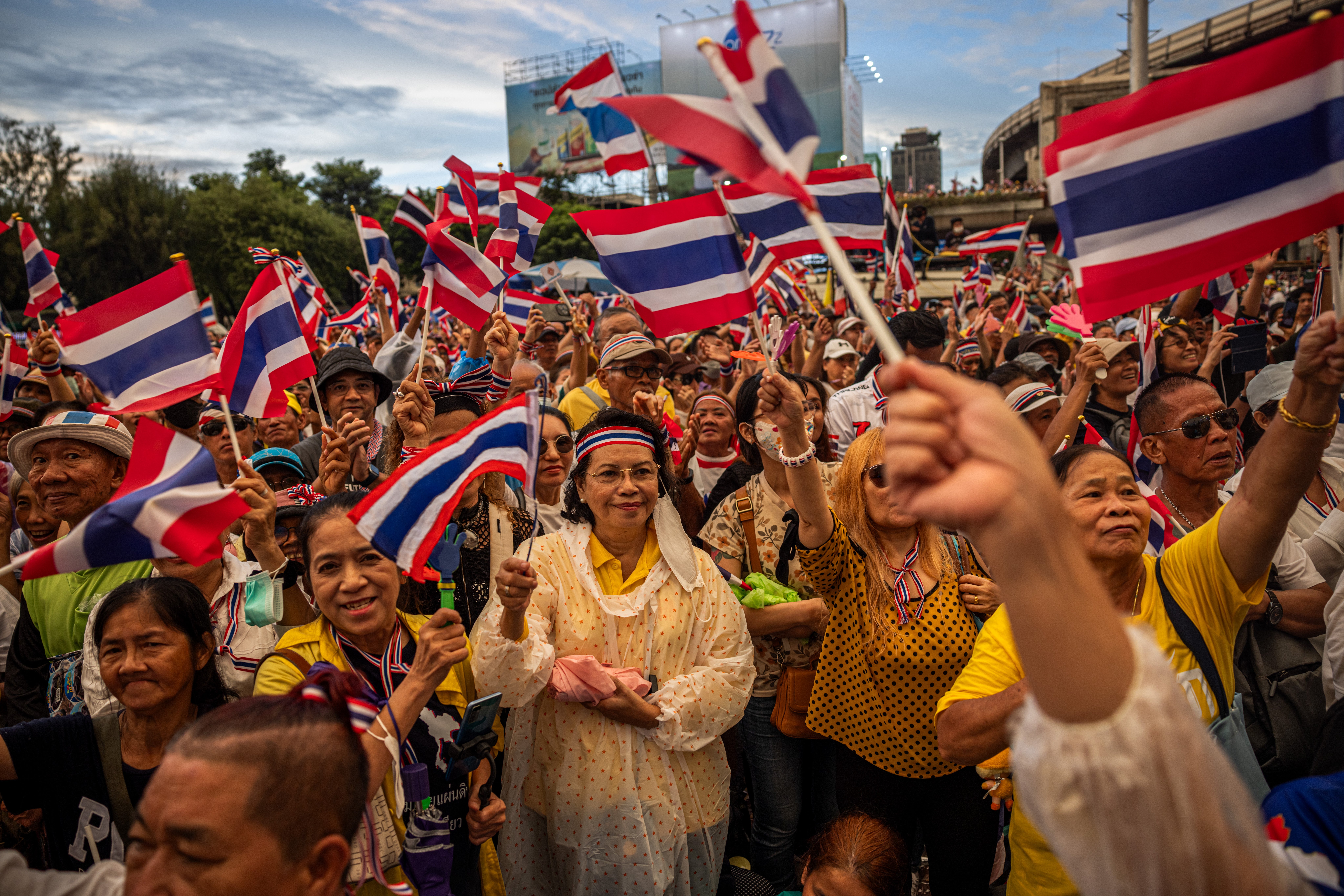 Thousands of protesters gathered at Bangkok's Victory Monument to demand prime minister Paetongtarn Shinawatra resign over a leaked phone call linked to a border dispute with Cambodia