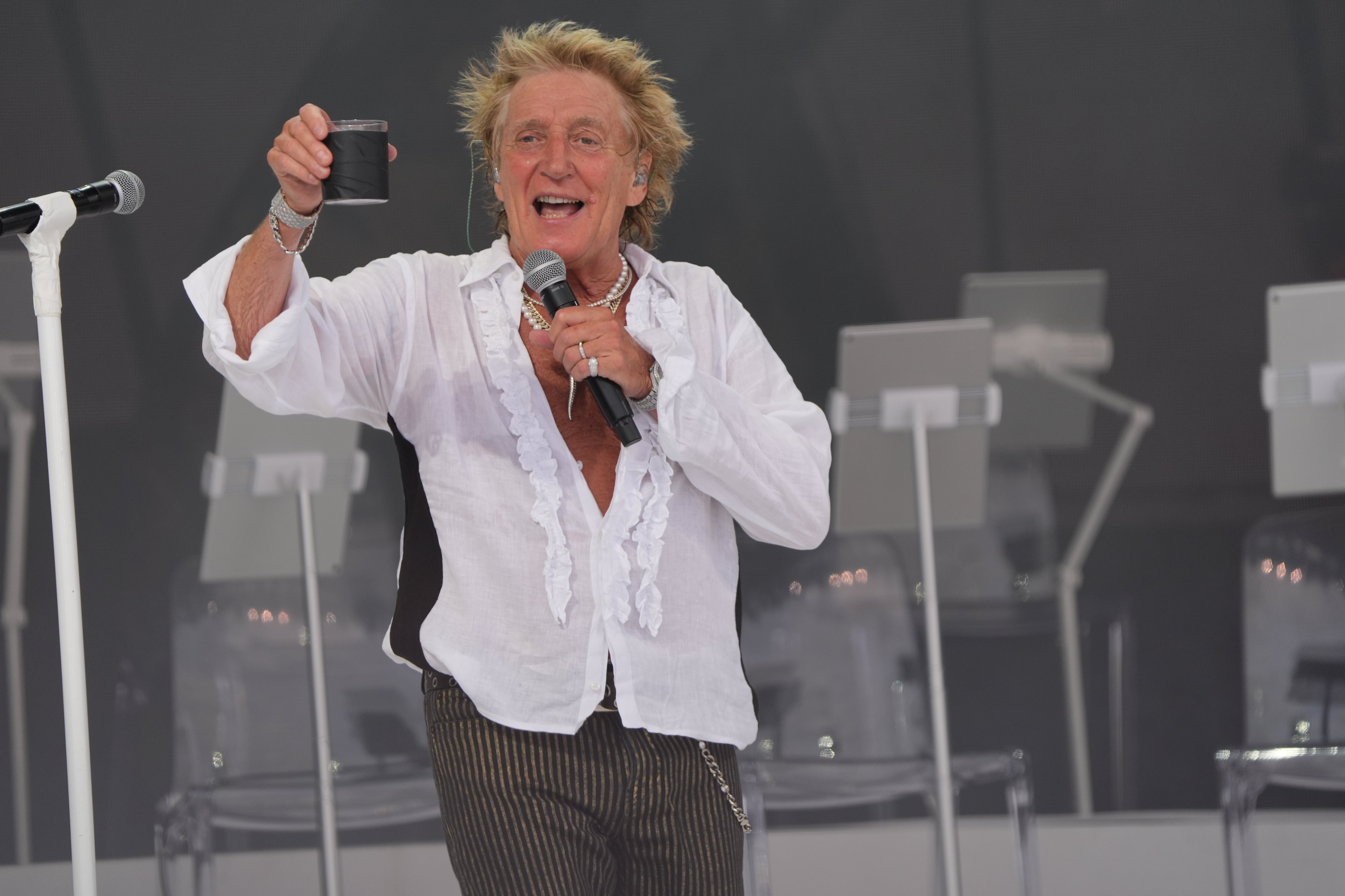 Rod Stewart performs at the 2025 Glastonbury Festival
