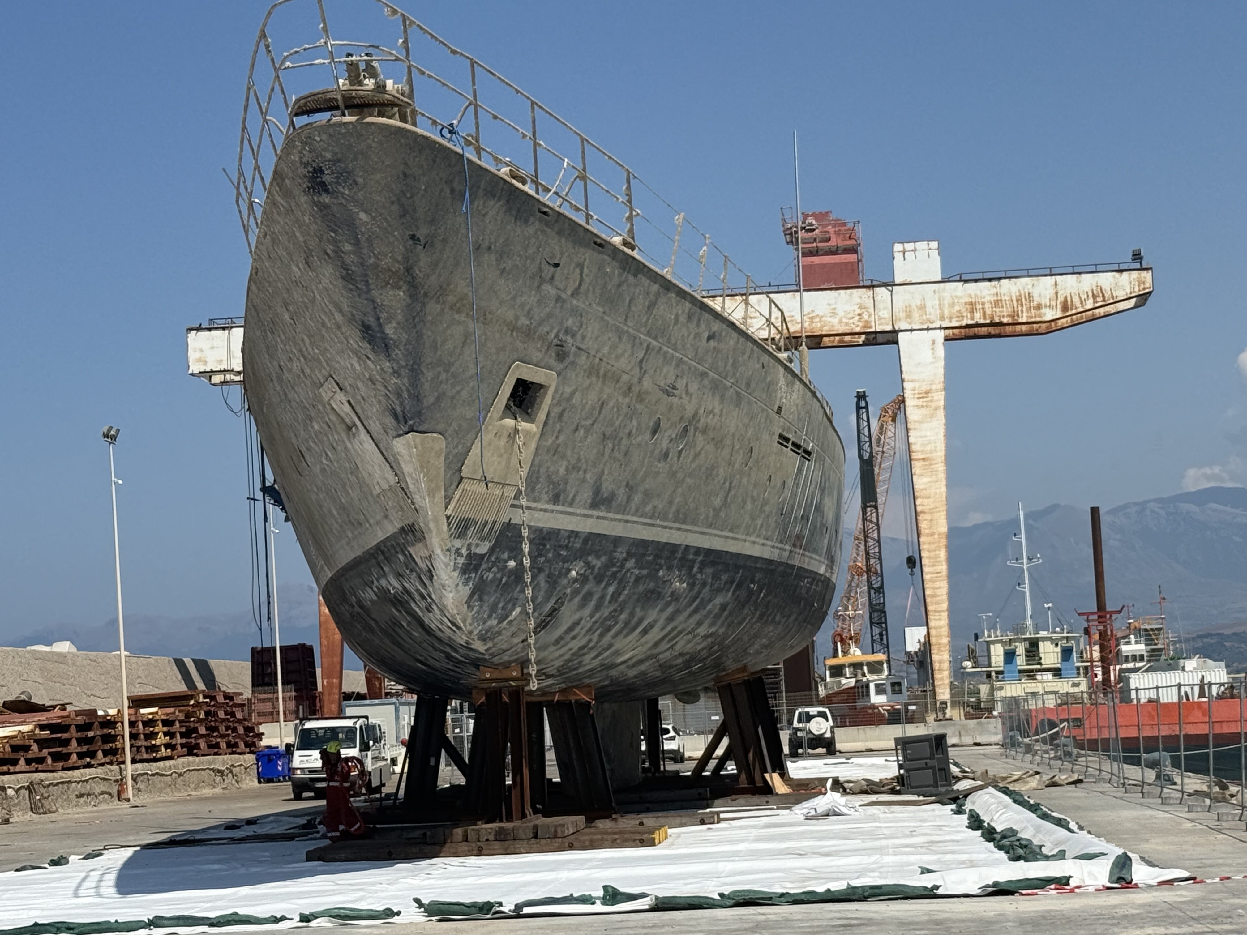 Superyacht after the wreckage of the vessel was recovered for the salvage mission