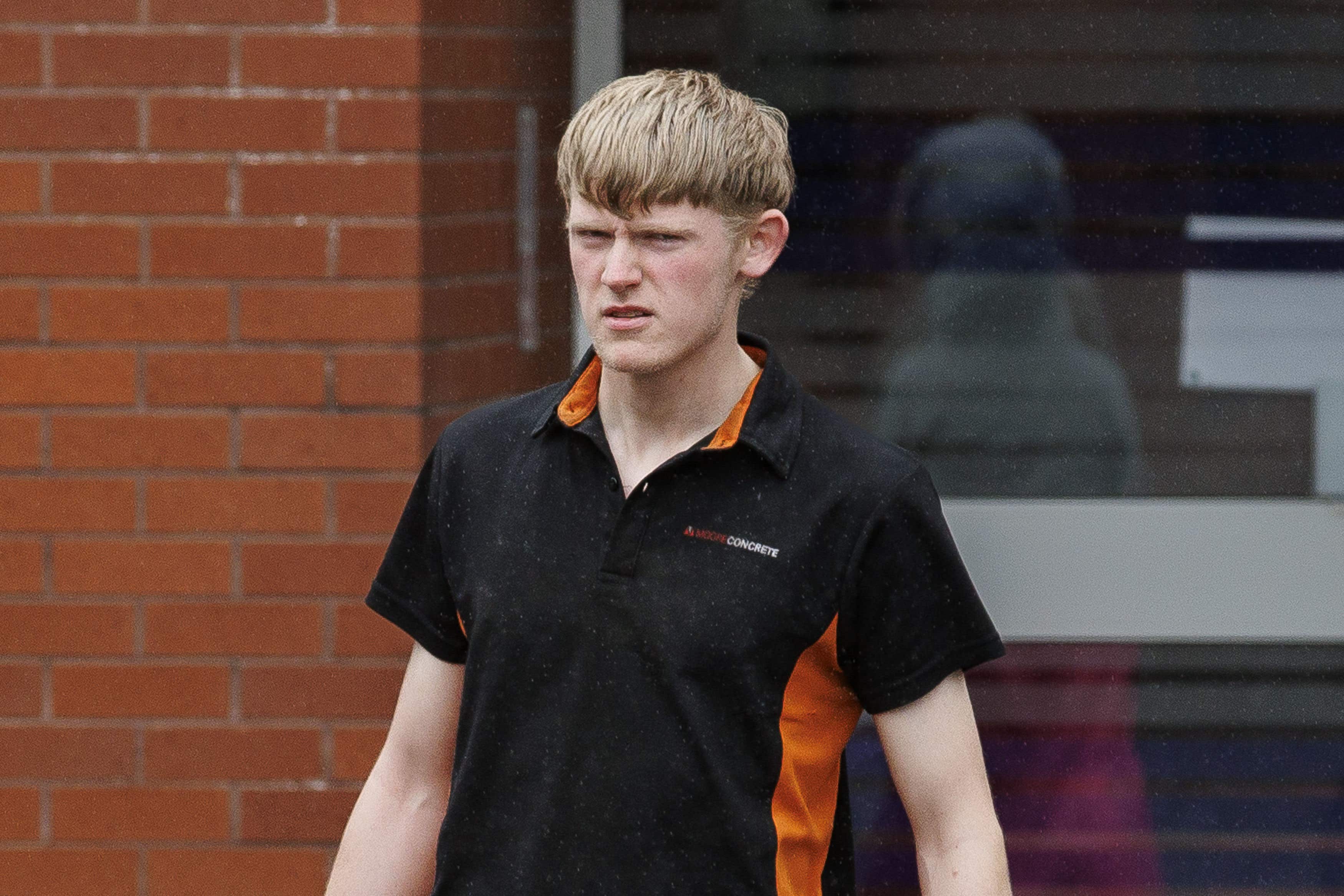 Isaac Adams leaves Coleraine Magistrates’ Court, where he was charged in connection to an incident in which slurry was sprayed in Ballymena hours before the town hosted its first Pride parade (Liam McBurney/PA)
