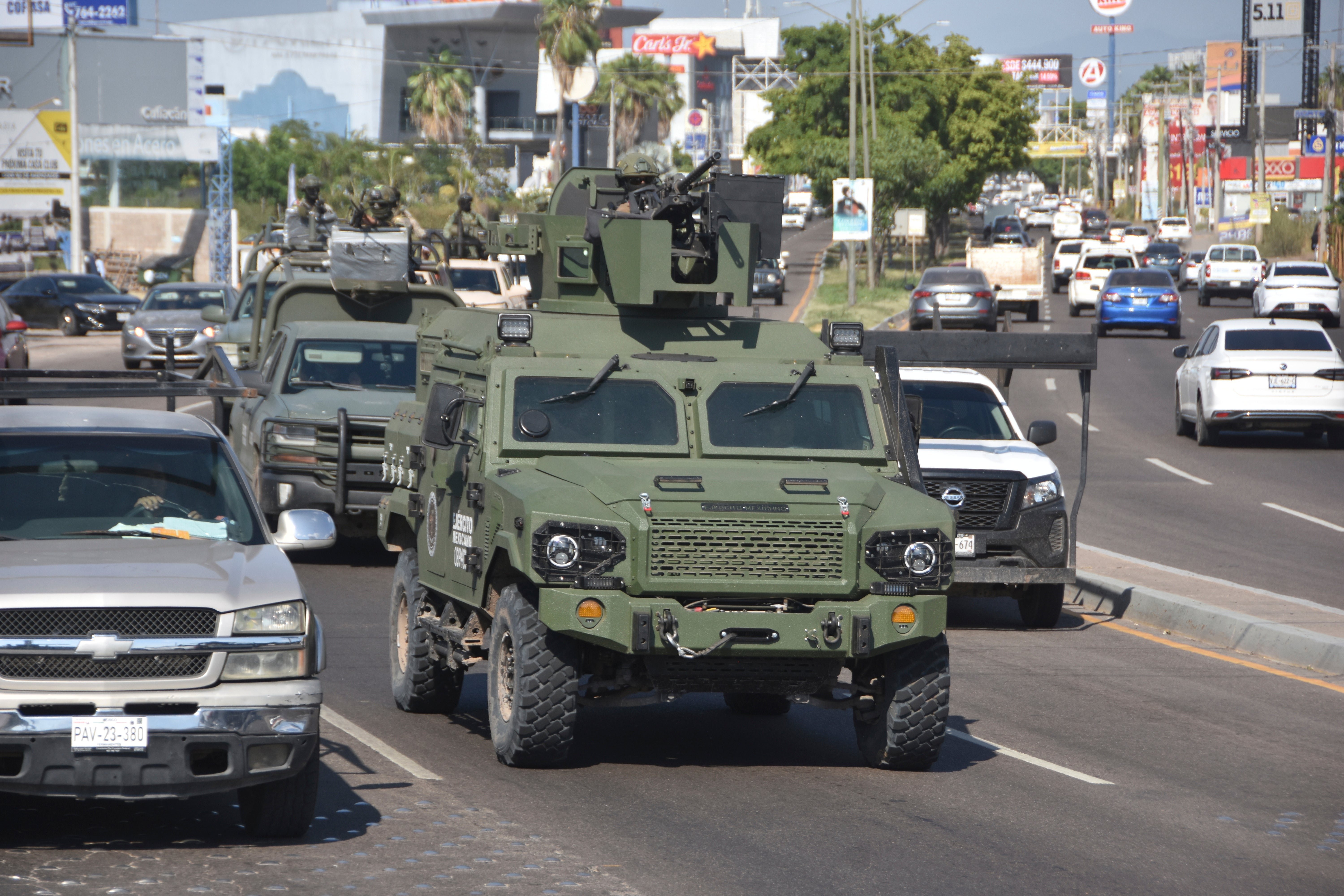 National Guards patrol the streets in Culiacan, Sinaloa state, Mexico, Oct. 14, 2024. (AP Photo)