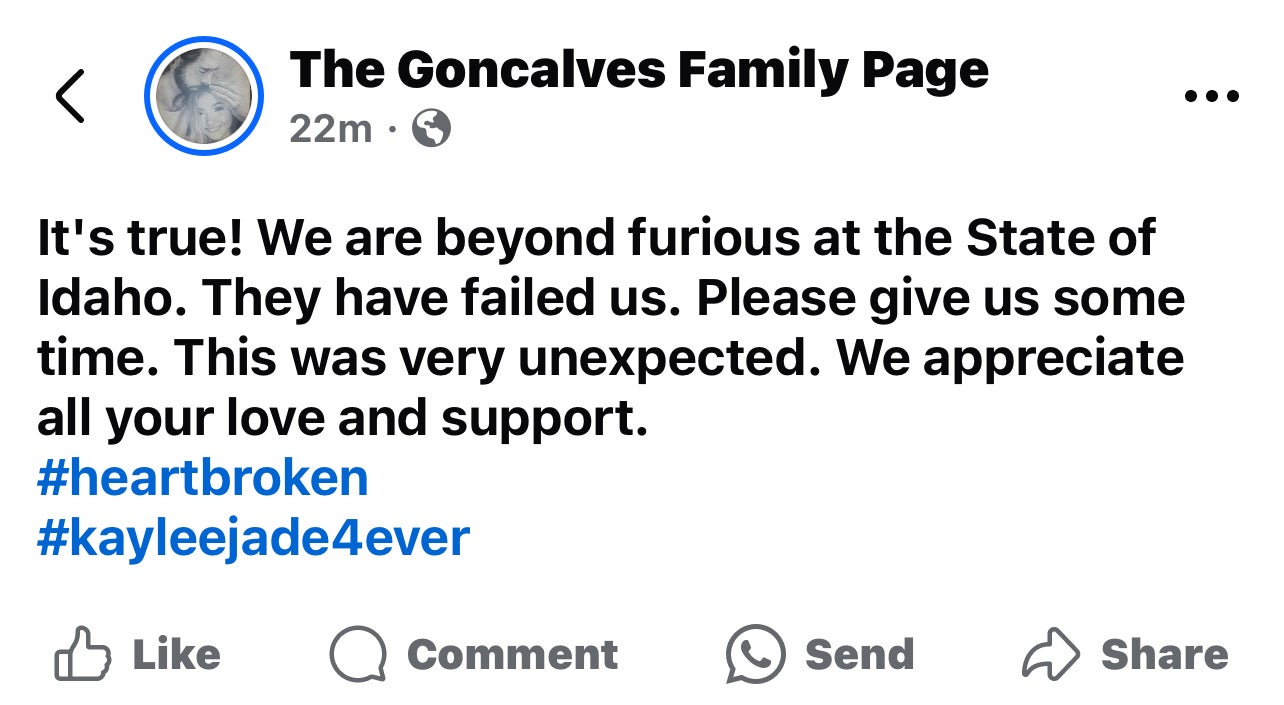 The family of one of the victims, Kaylee Goncalves, posted a statement on their Facebook page
