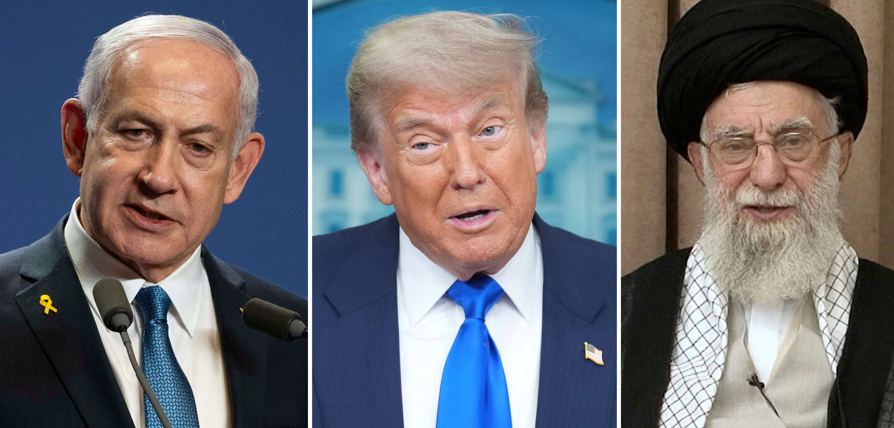 Israel's Prime Minister Benjamin Netanyahu, President Donald Trump and Iran’s Supreme Leader Ayatollah Ali Khamenei