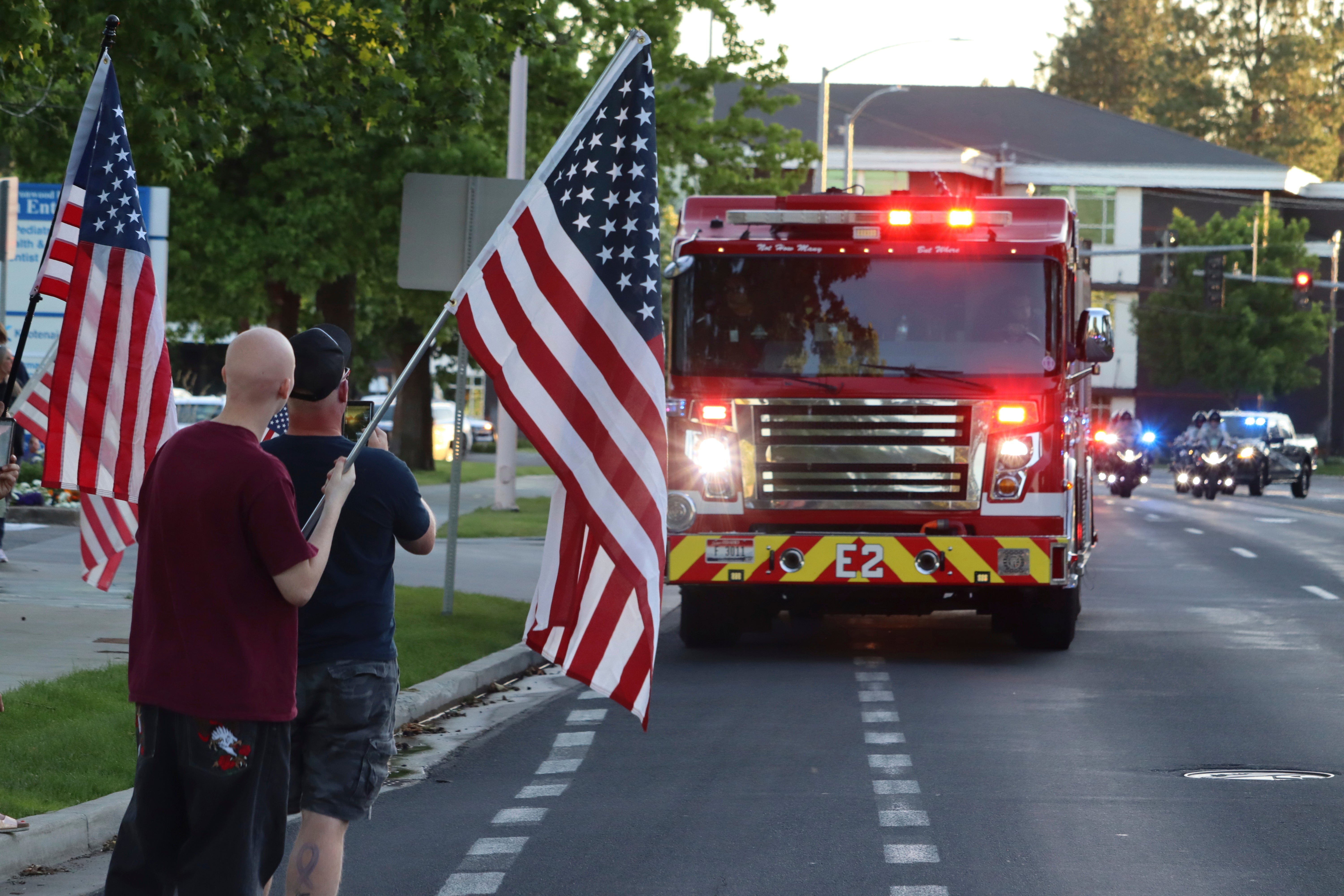 Two firefighters were shot dead near Coeur d’Alene, Idaho, on Sunday night after authorities say they came under sniper fire