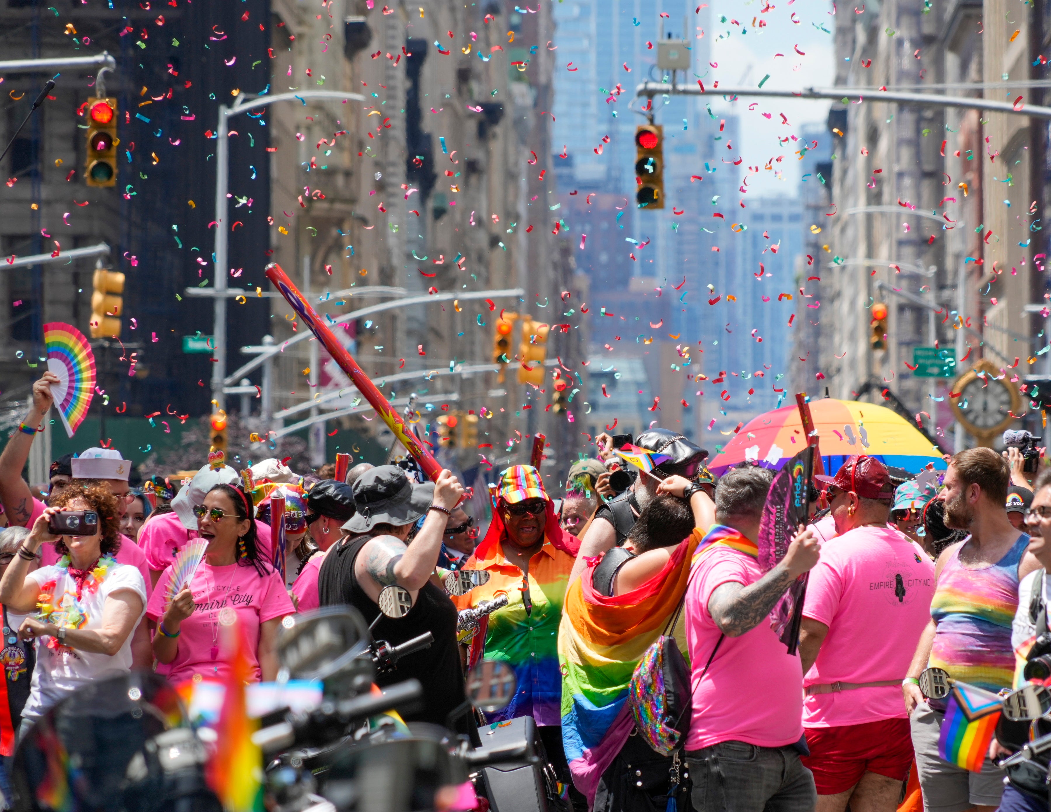 Huge crowds turned out for New York’s annual pride parade on Sunday
